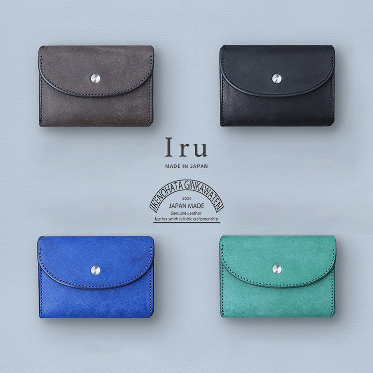 Iru 財布 コンパクトウォレット グレー 池之端銀革店 Iru×IKENOHATA GINKAWATEN】PUEBLO LEATHER COMPACT WALLET