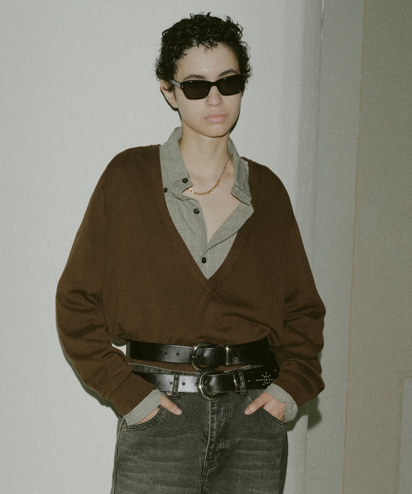 COTTON SILK V NECK KNIT