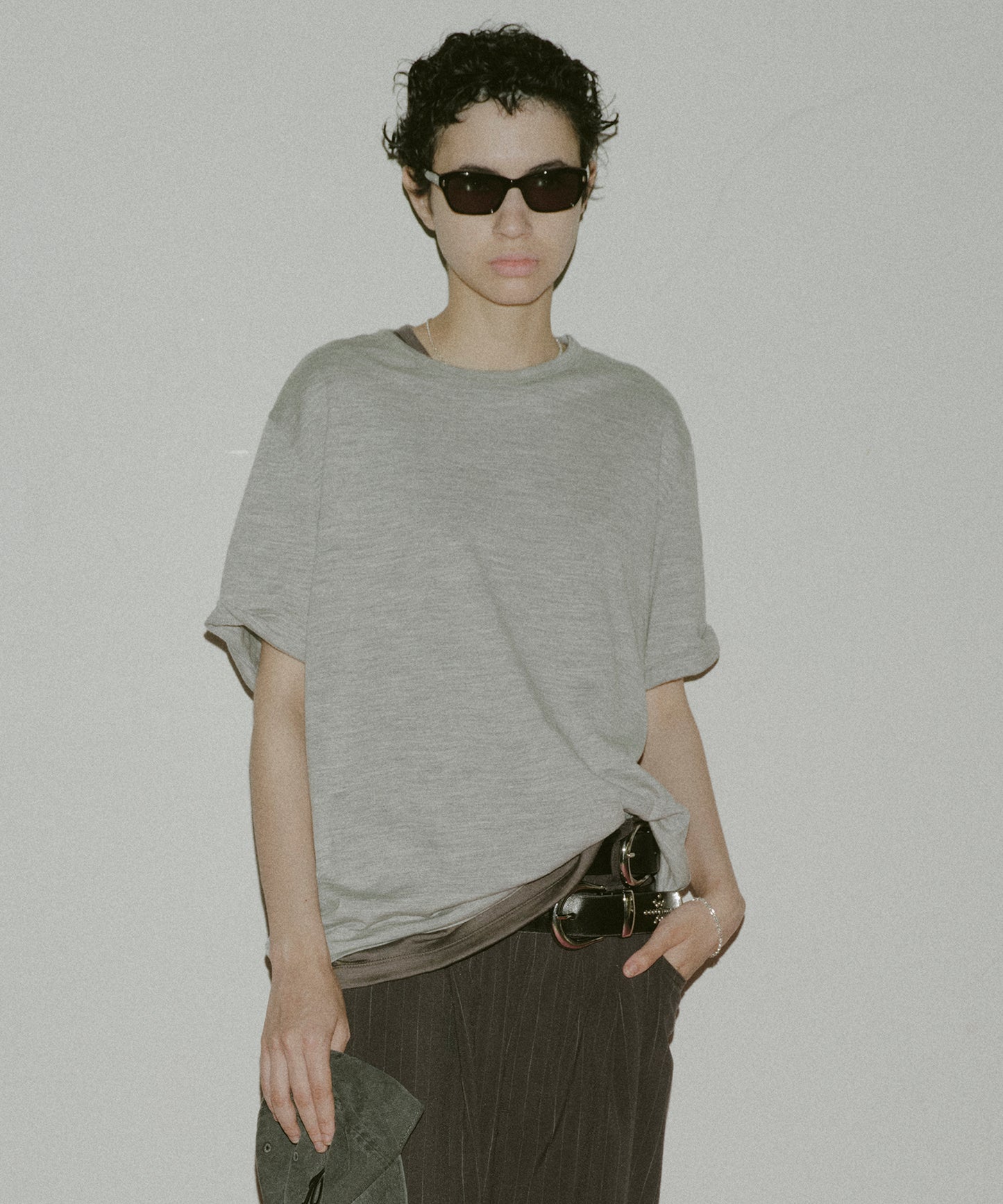 SLEEVE ROLL UP WOOL TEE