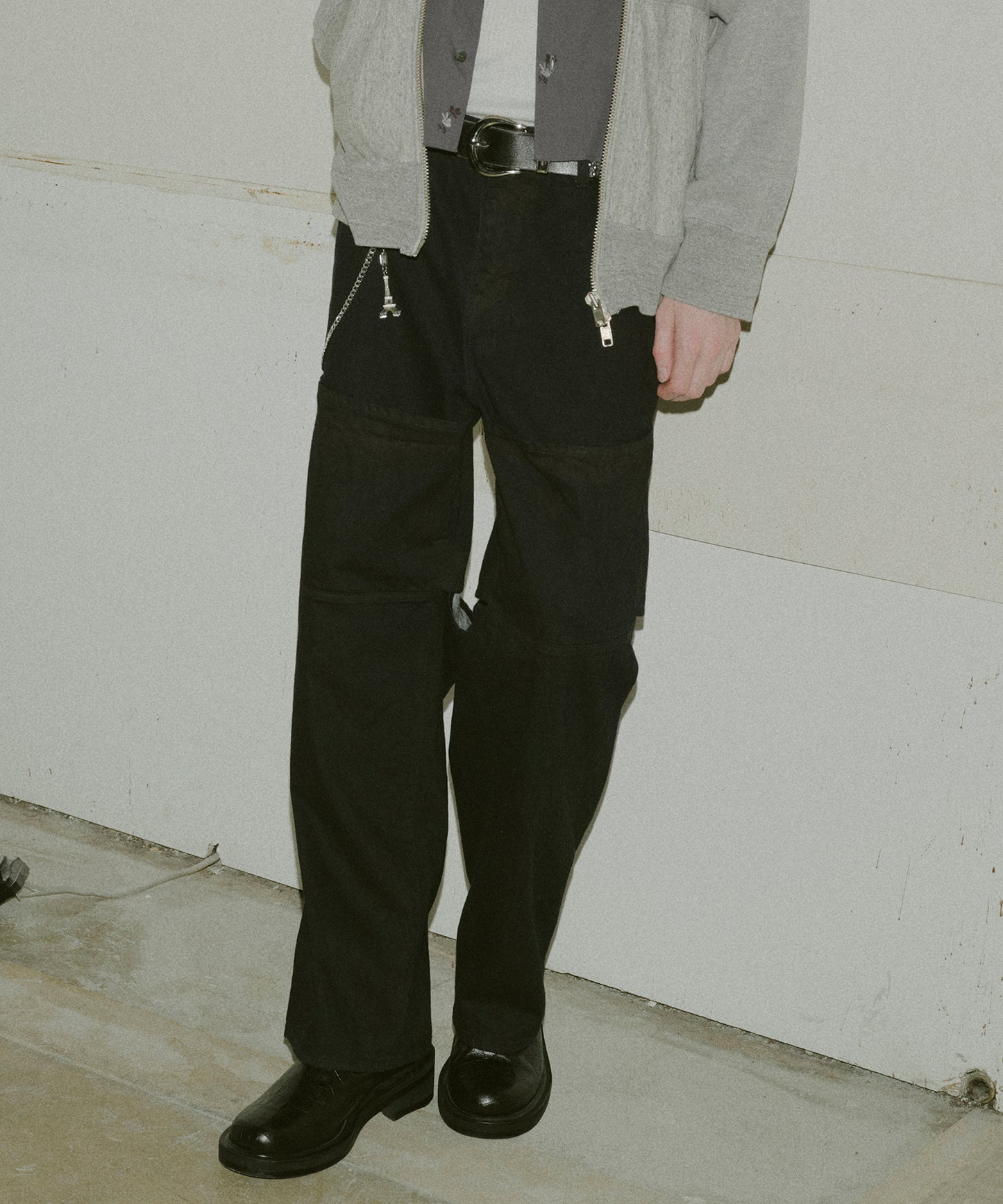 KNEE HIGH LAYERED COATED DENIM