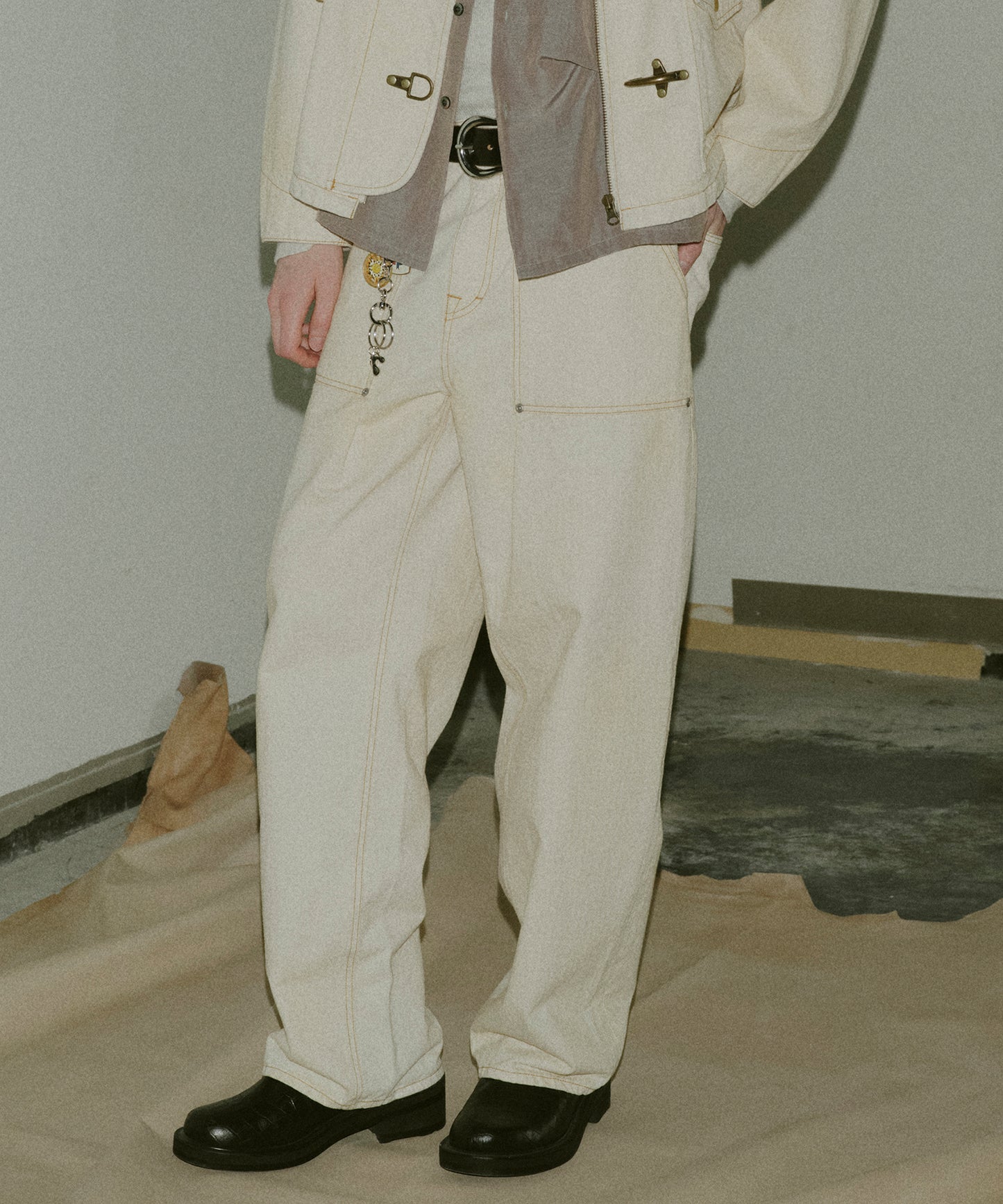 BAKER TUCK HERRINGBONE PANTS