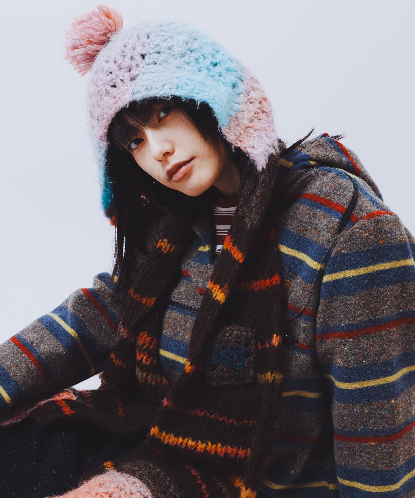 hand knit hood muffler