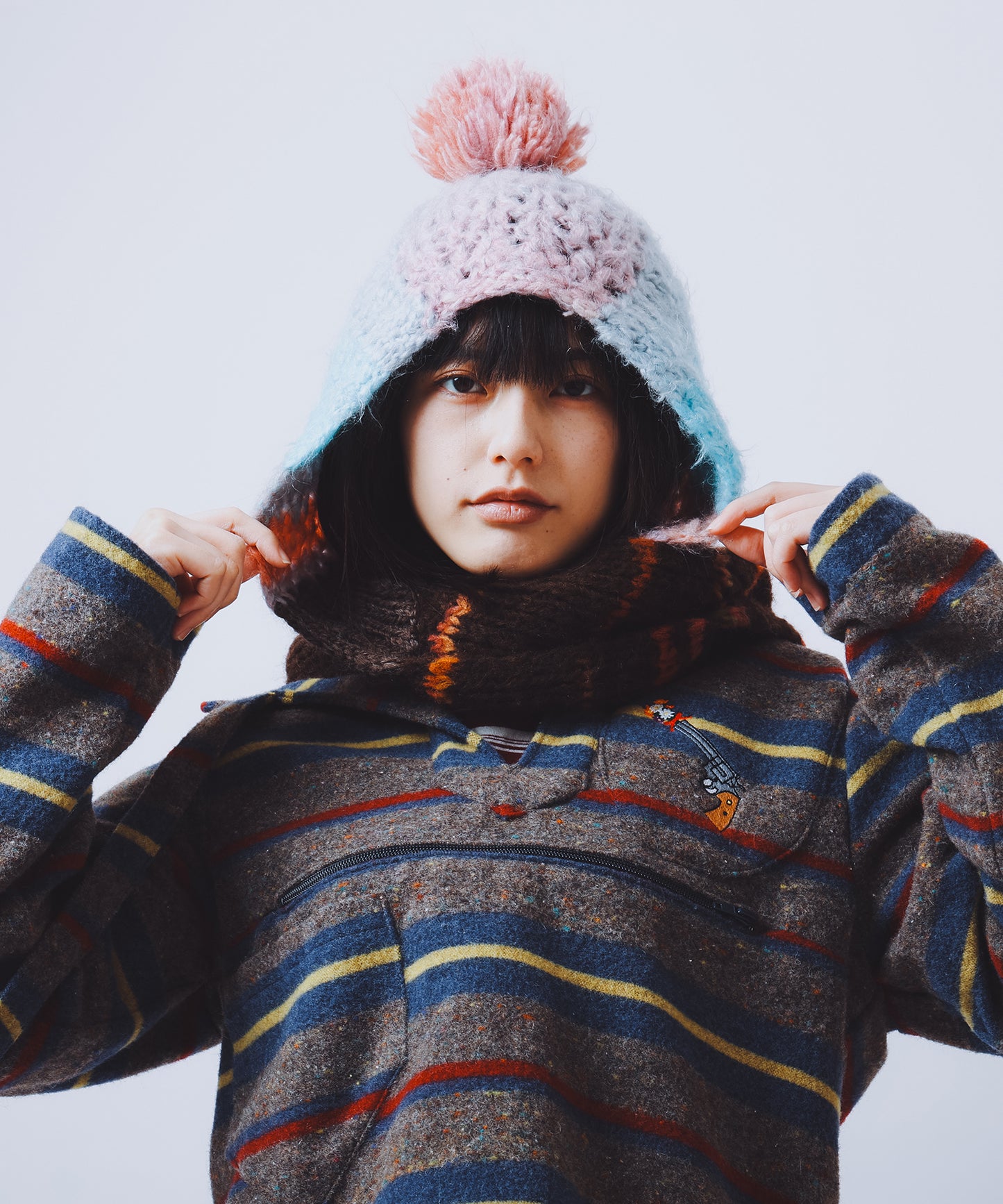hand knit hood muffler