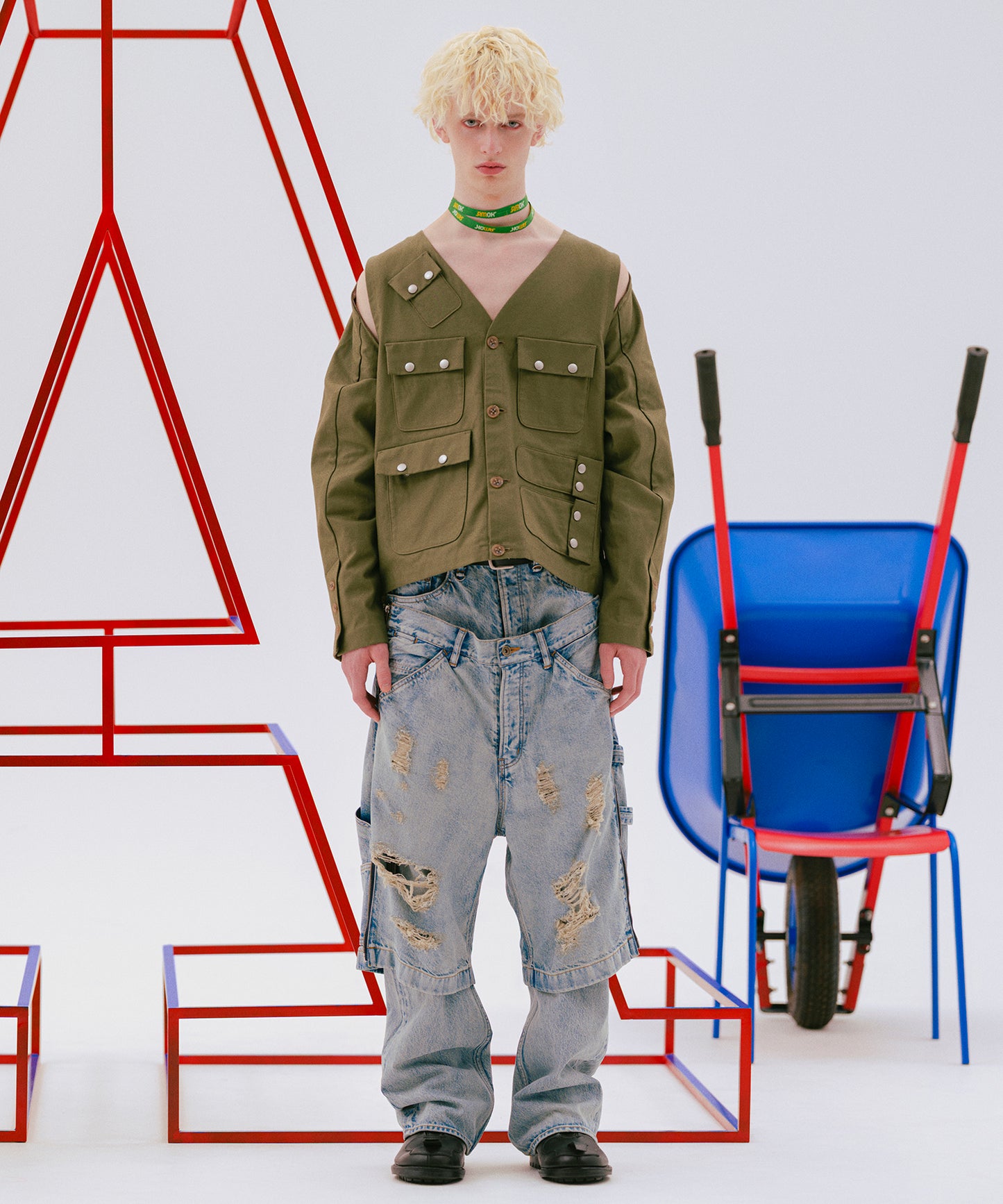 TWO-IN-ONE DENIM PANTS