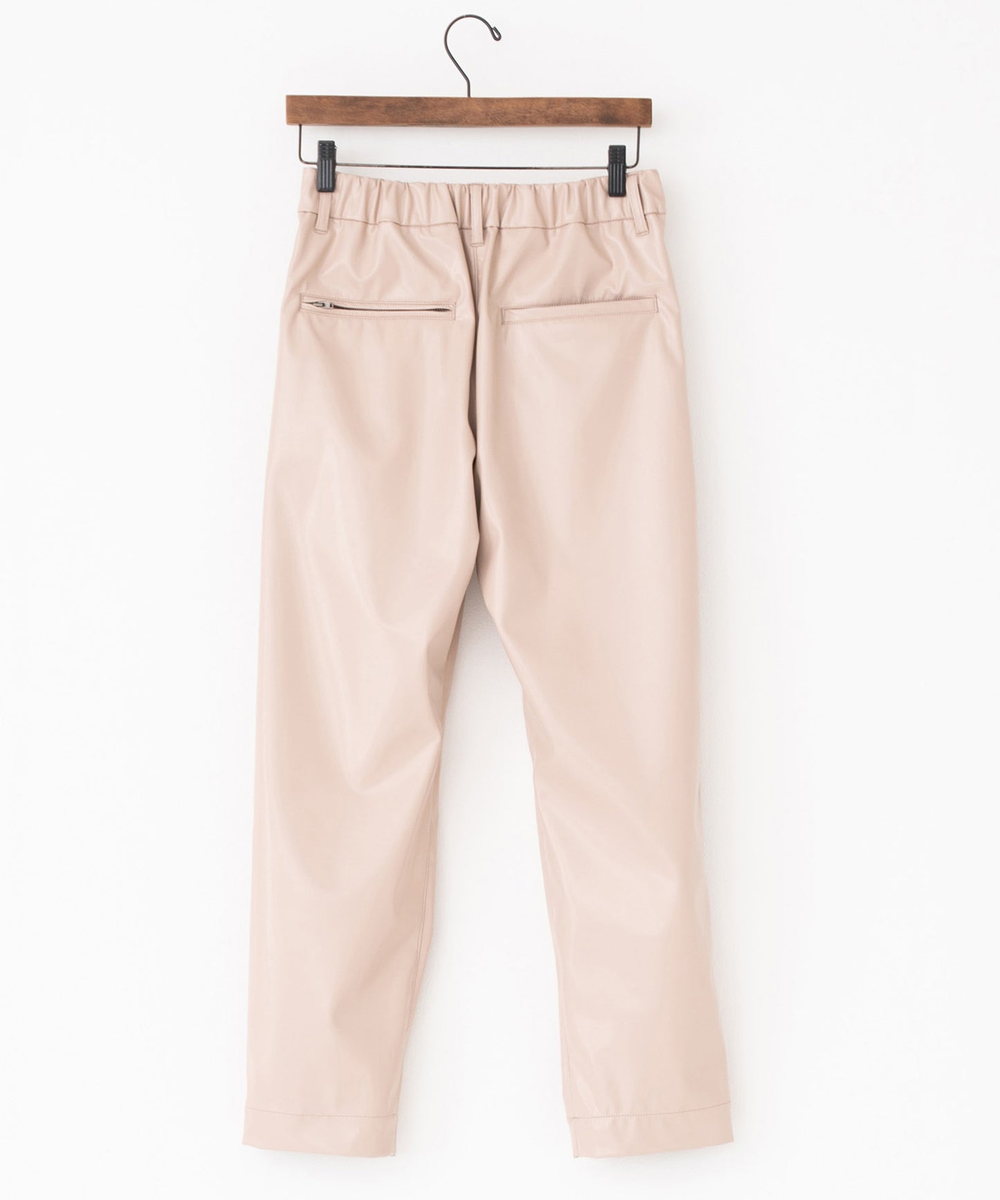 vegan leather tapered slacks