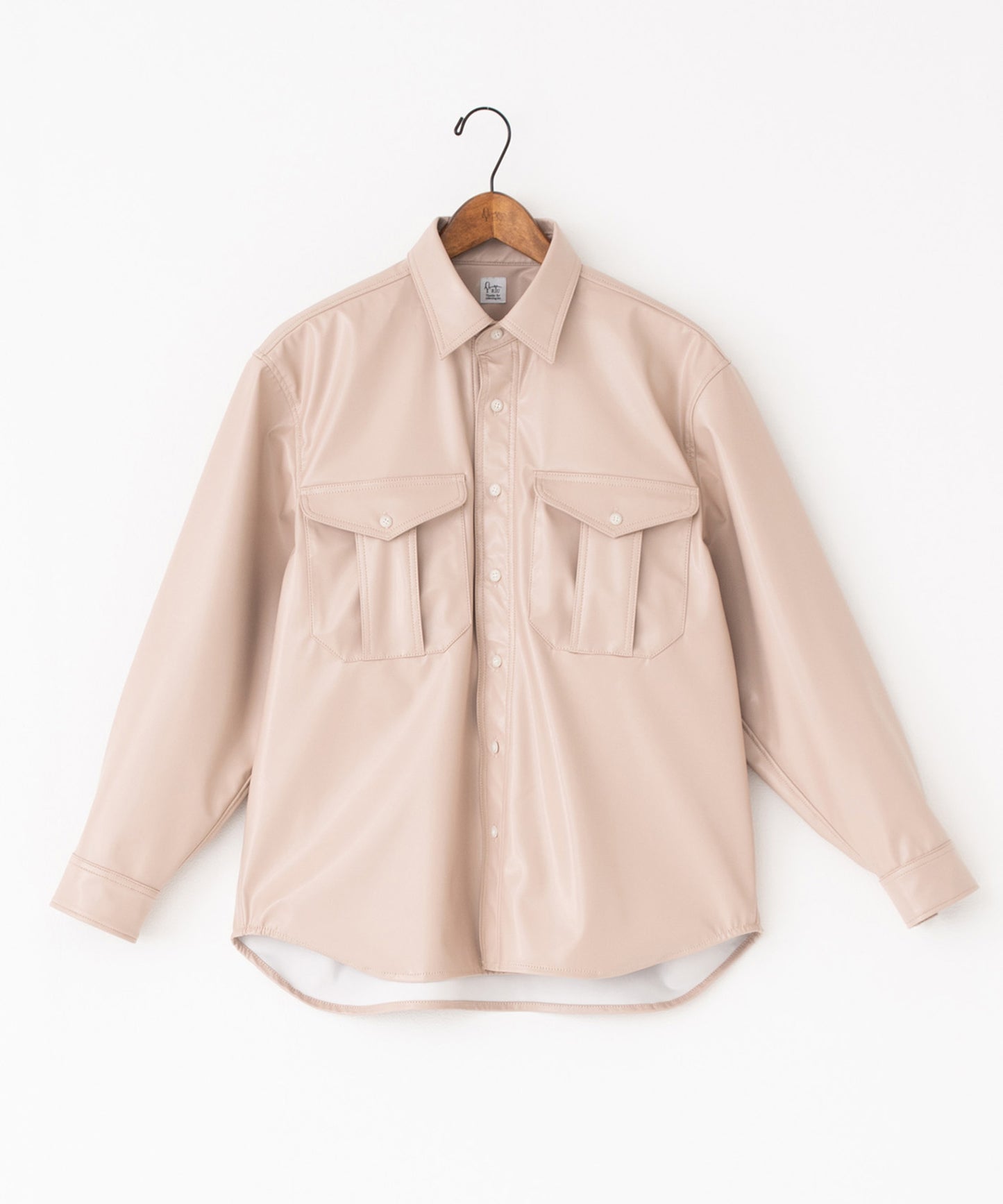 vegan leather long-sleeve shirt