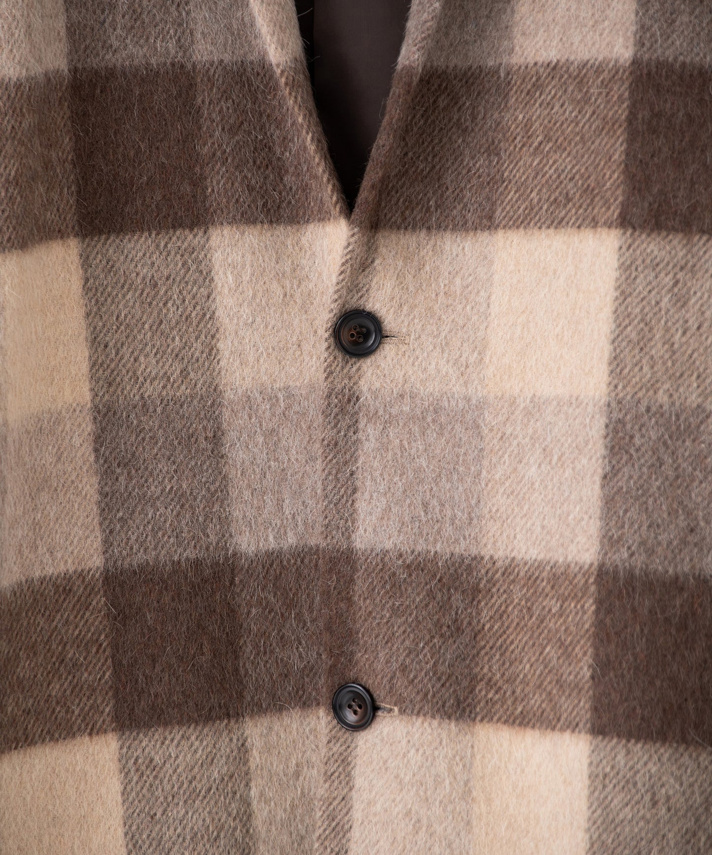 block plaid fringe coat