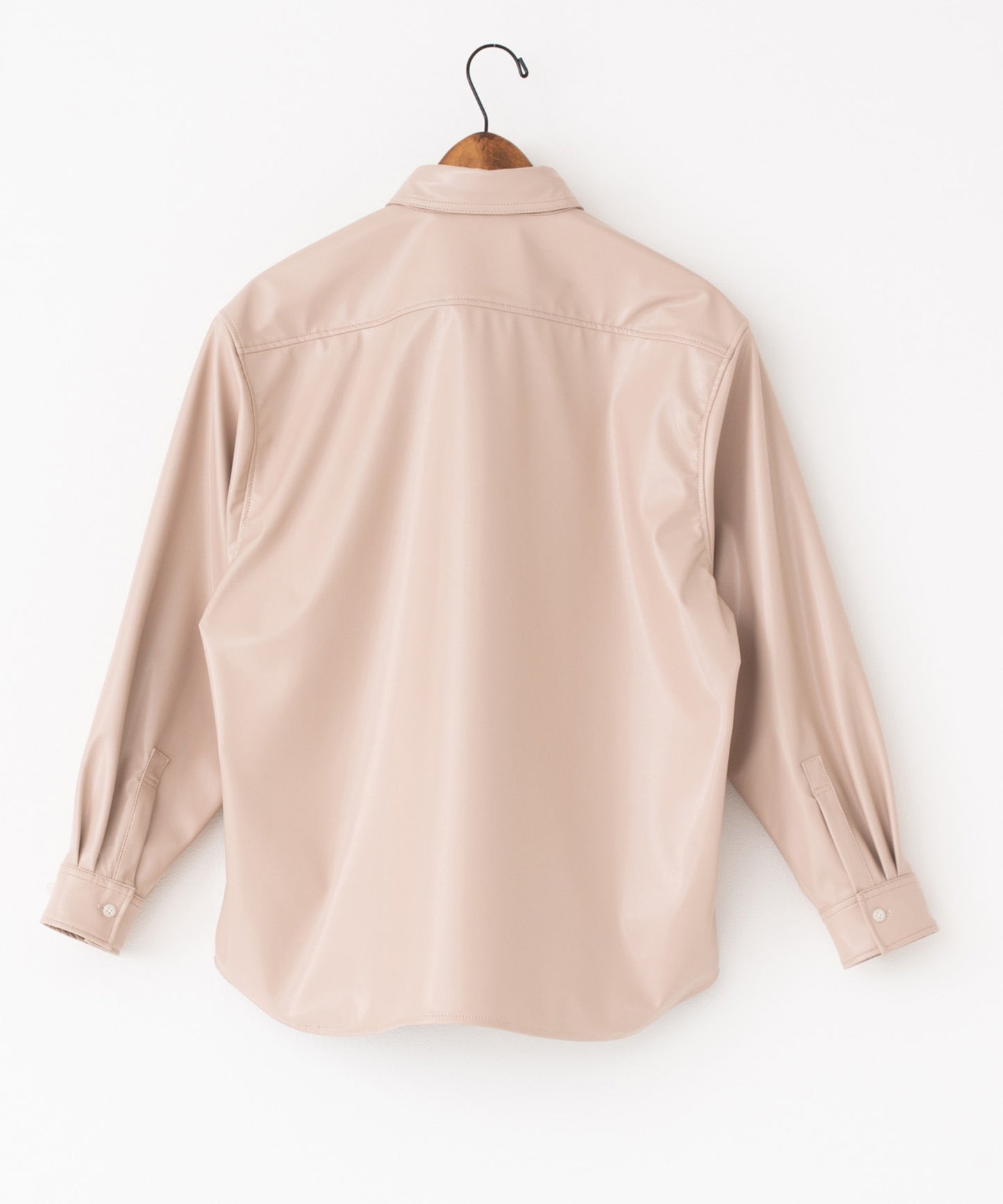 vegan leather long-sleeve shirt