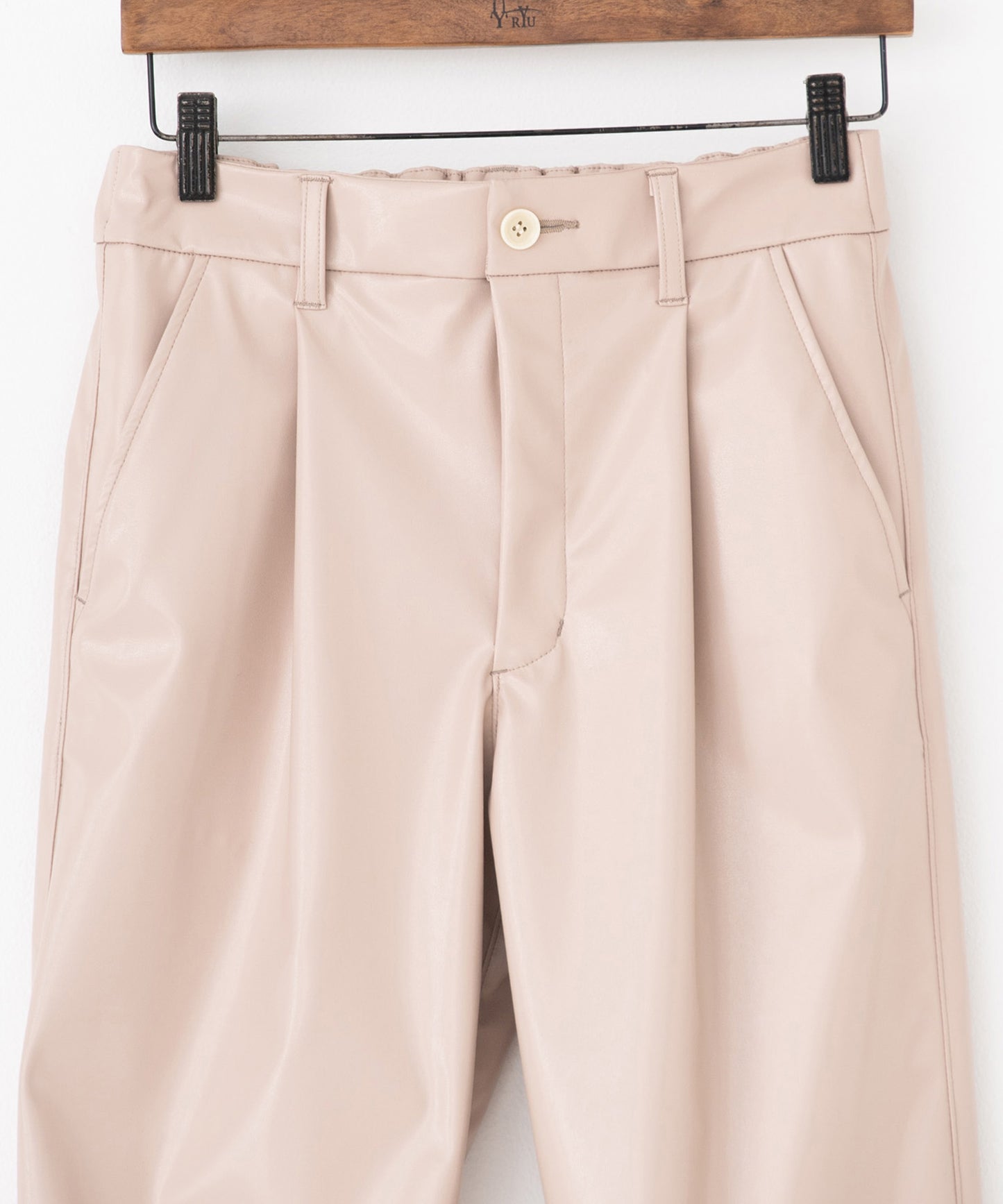 vegan leather tapered slacks