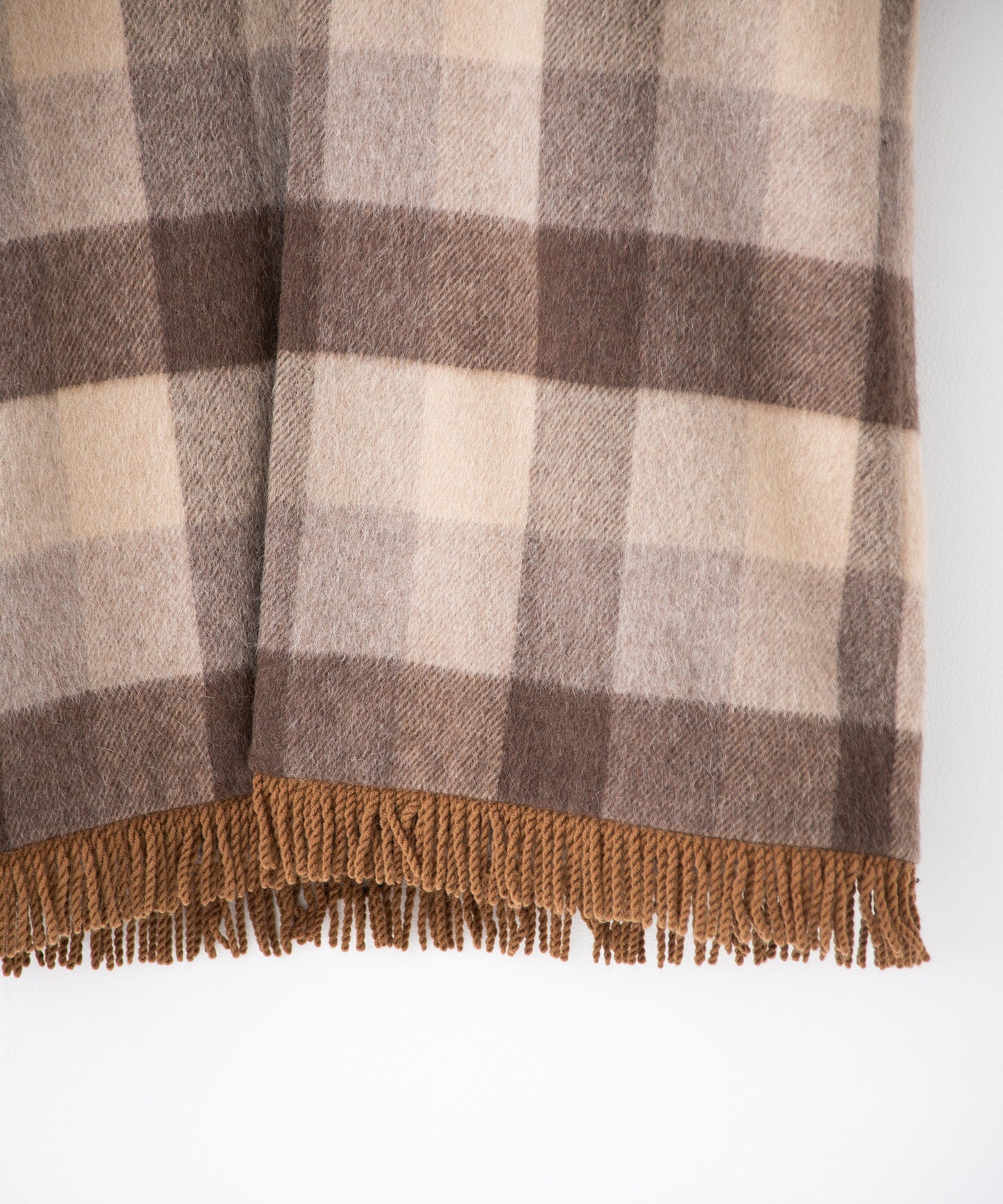 block plaid fringe coat