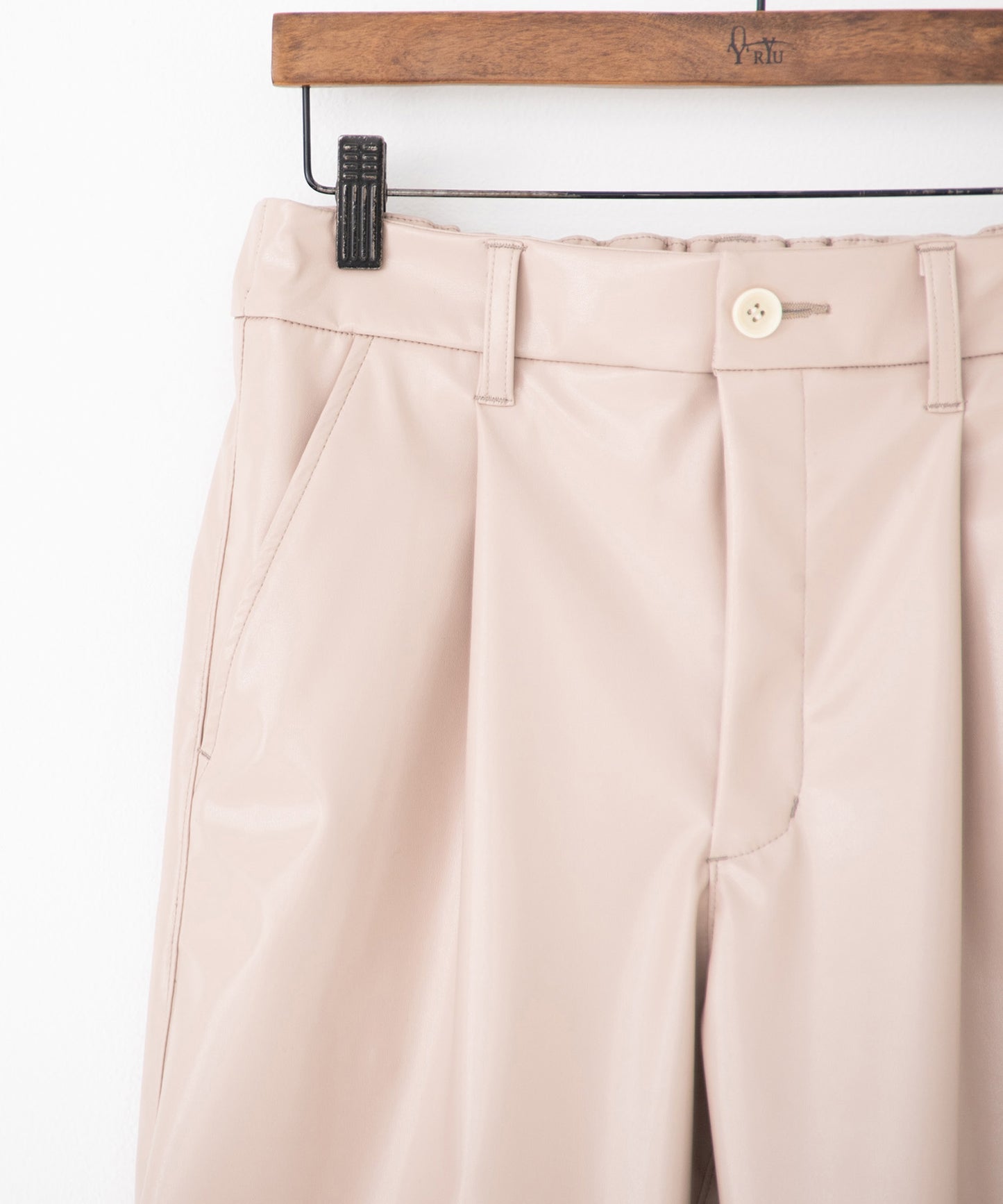 vegan leather tapered slacks