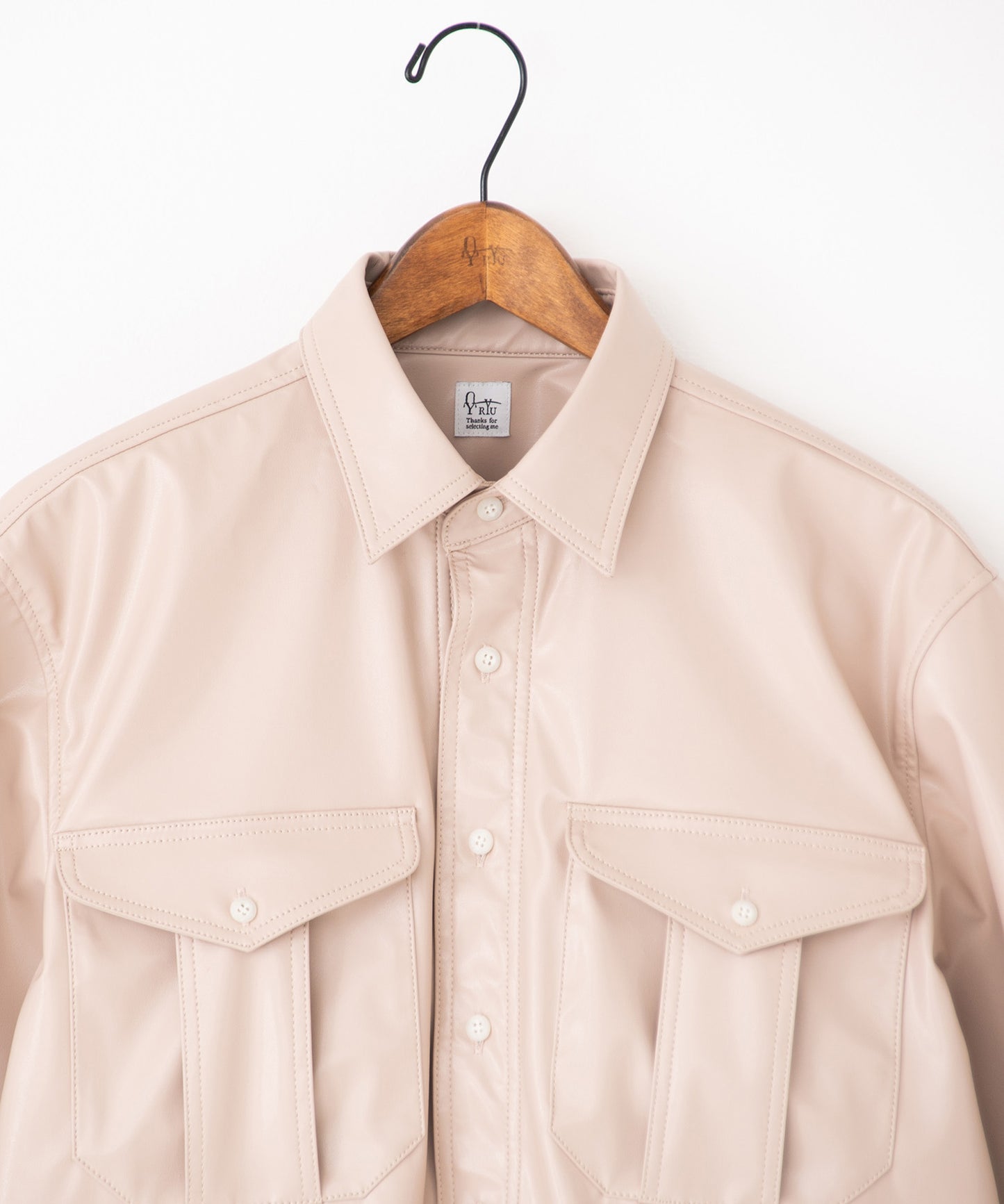 vegan leather long-sleeve shirt