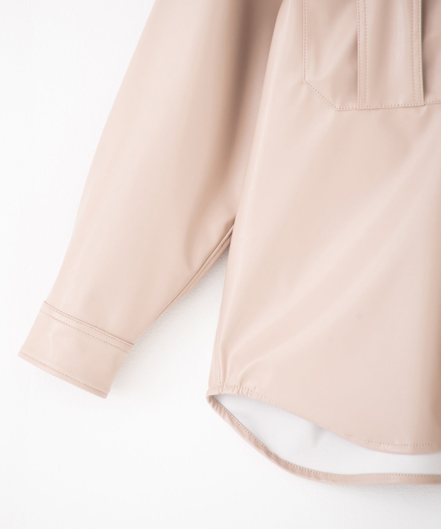 vegan leather long-sleeve shirt
