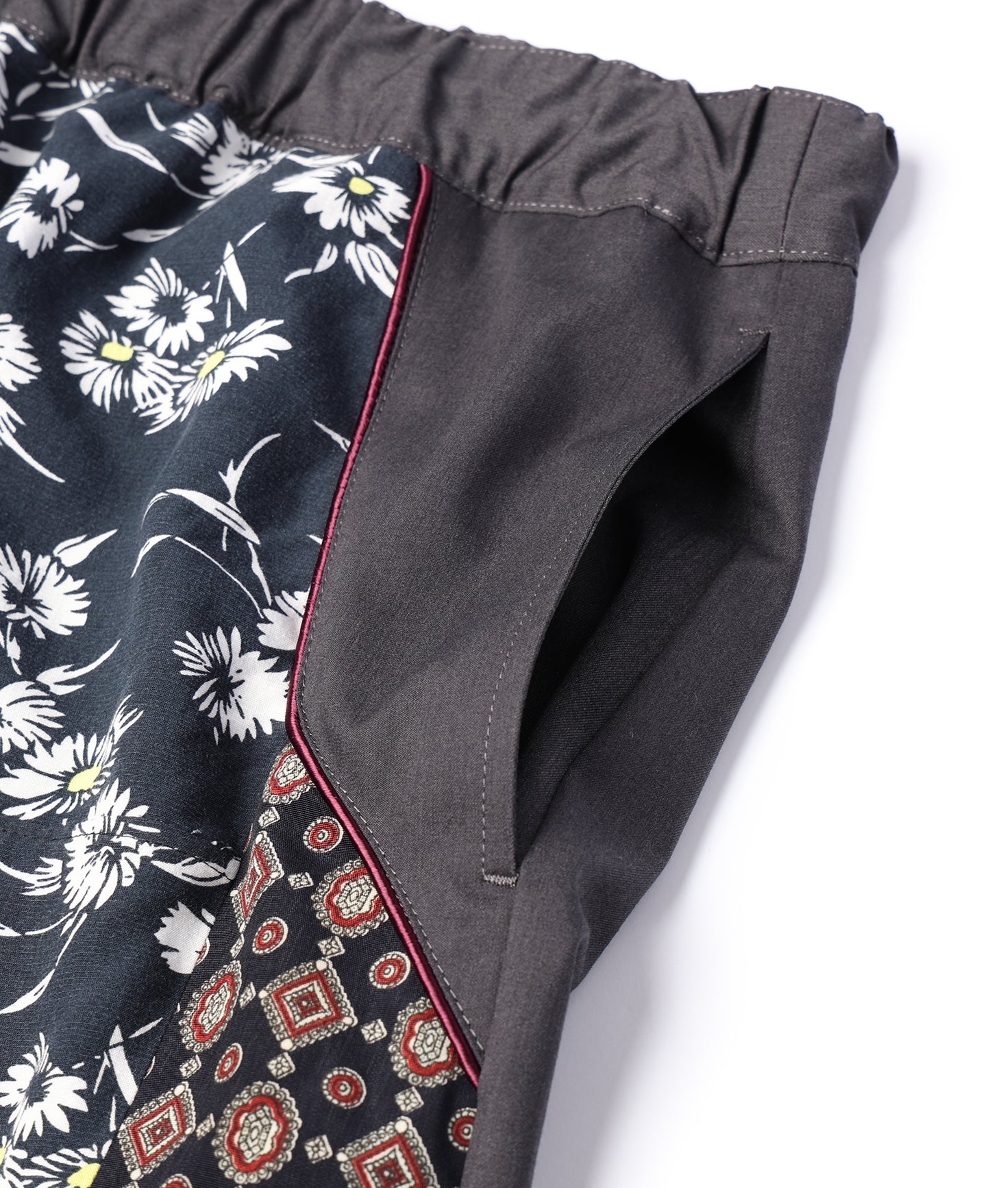 ANLIO × YEAH RIGHT!! Patchwork Wide Easy Pants(Charcoal)