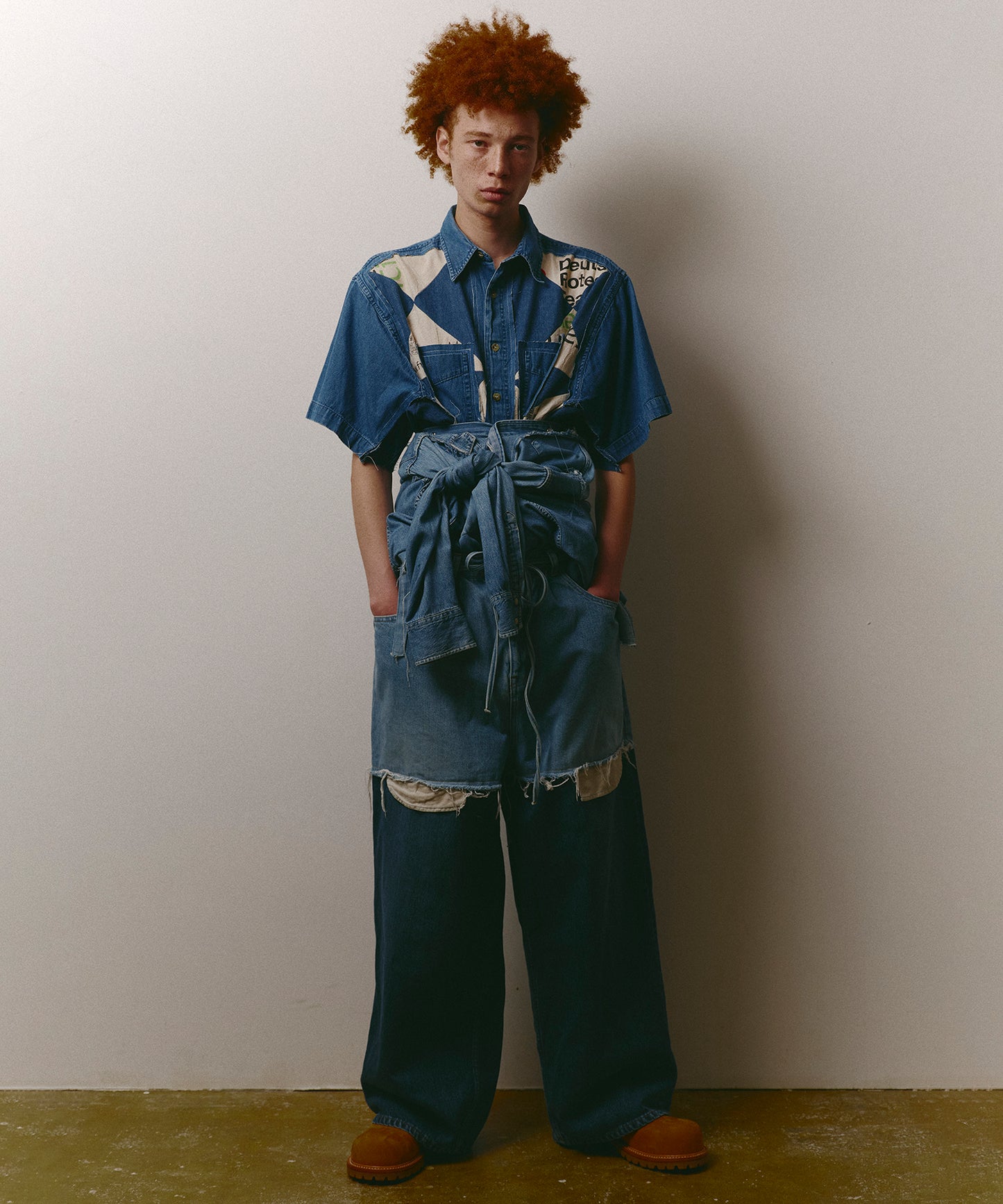 LAYERED DENIM PANTS