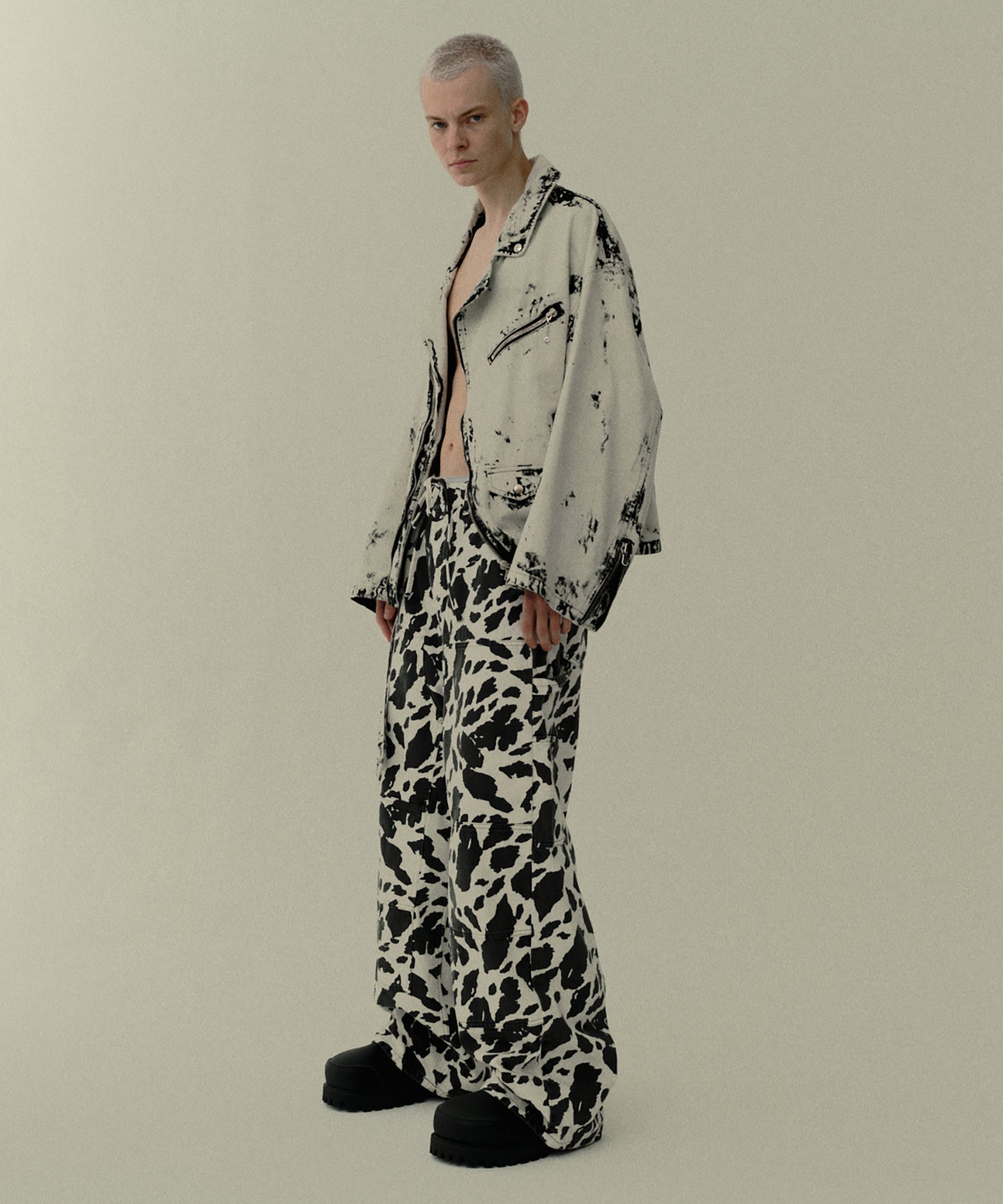 BLACK BLEACH W RIDERS BLOUSON