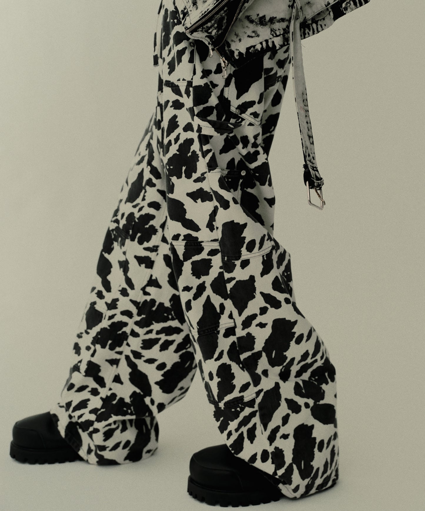 COW PRINT PAINTER PANTS