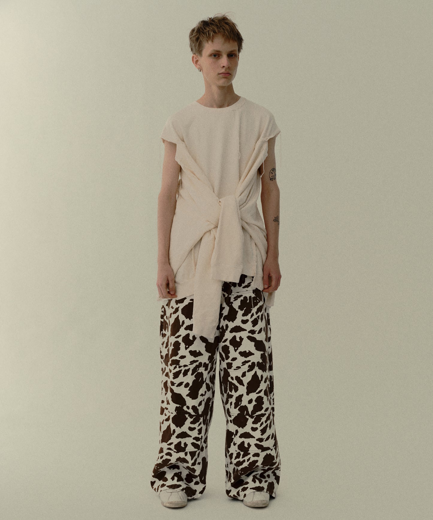 COW PRINT PAINTER PANTS