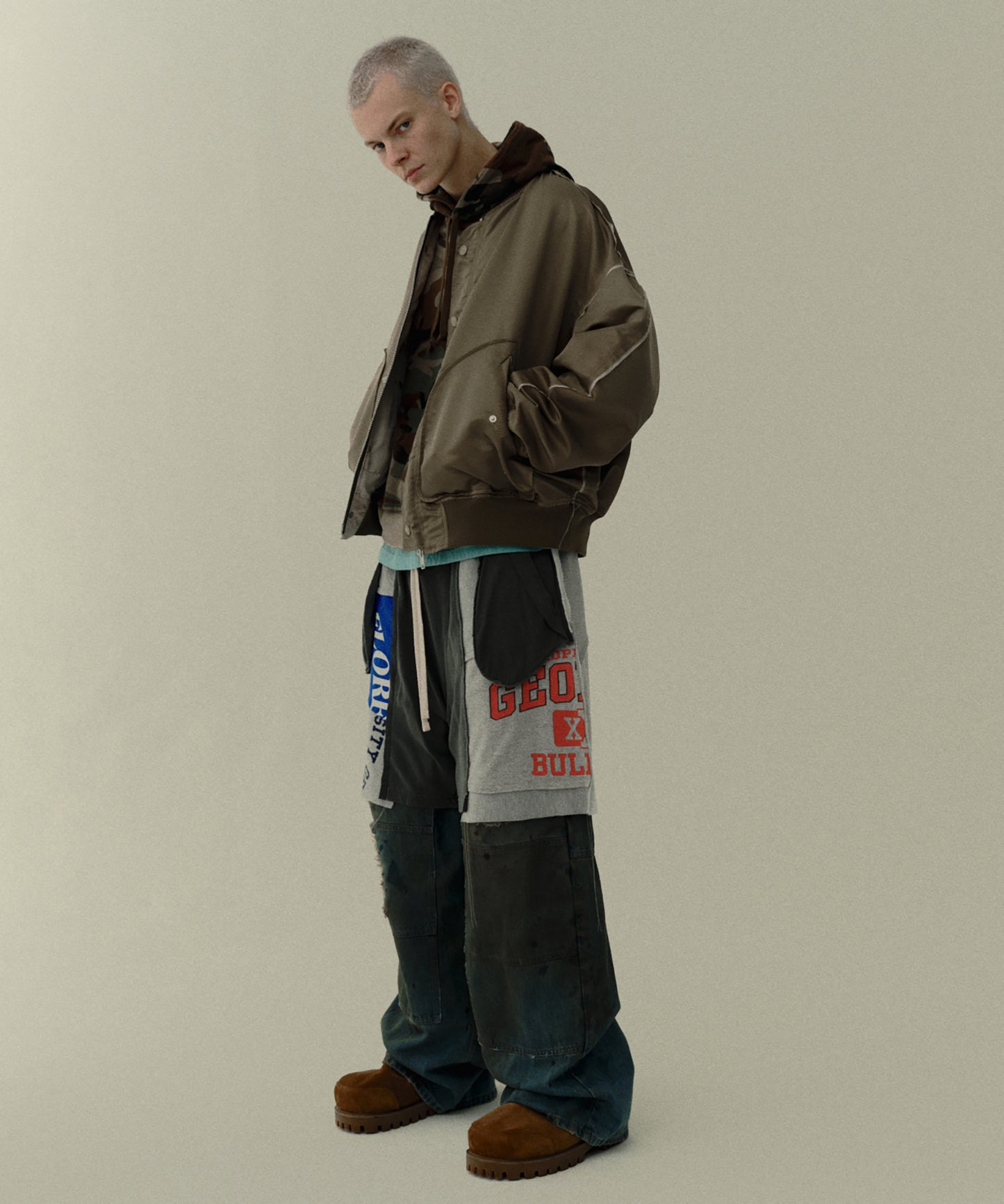 DOUBLE KNEE DENIM PANTS