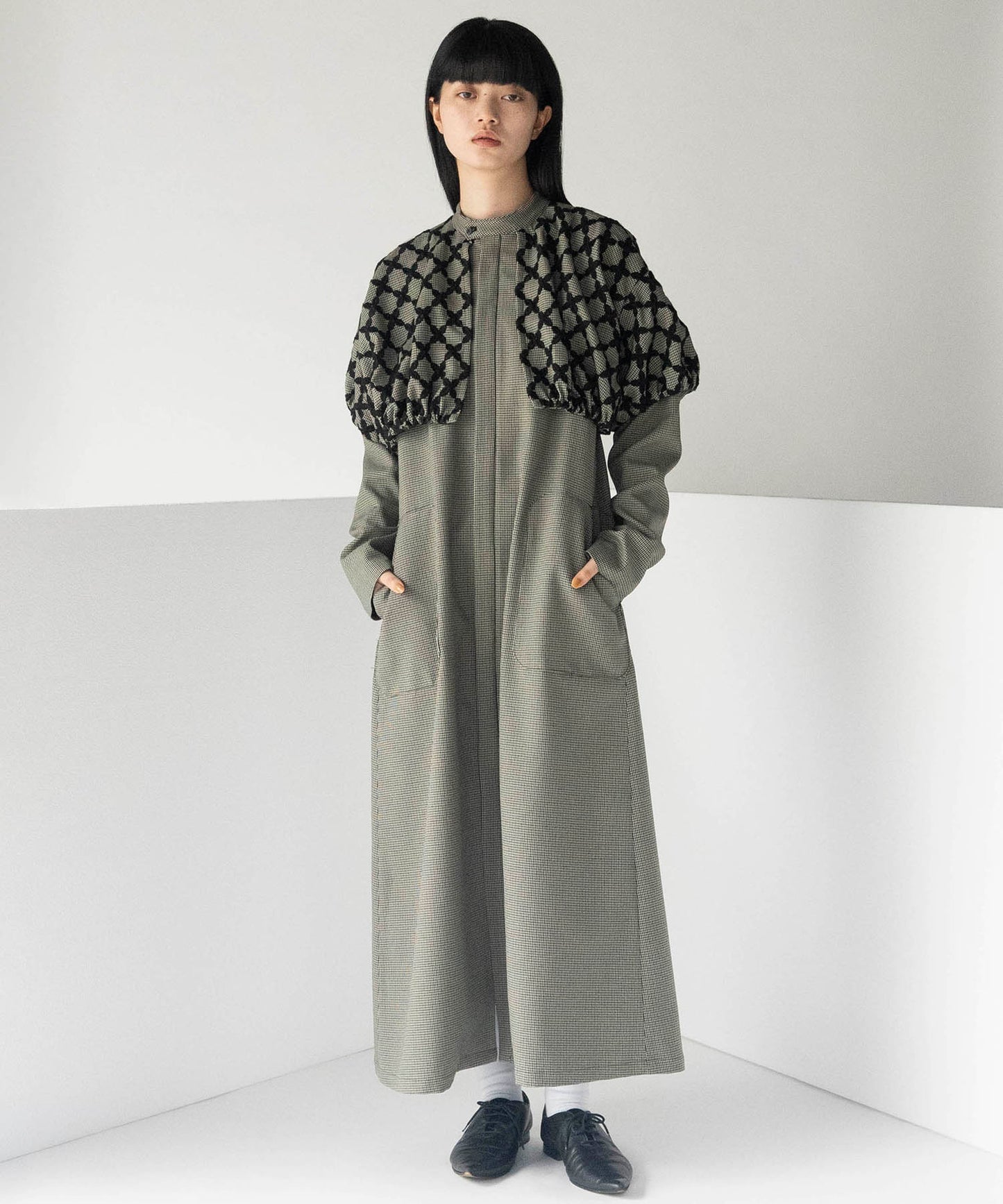 MIX CHECK DRESS COAT