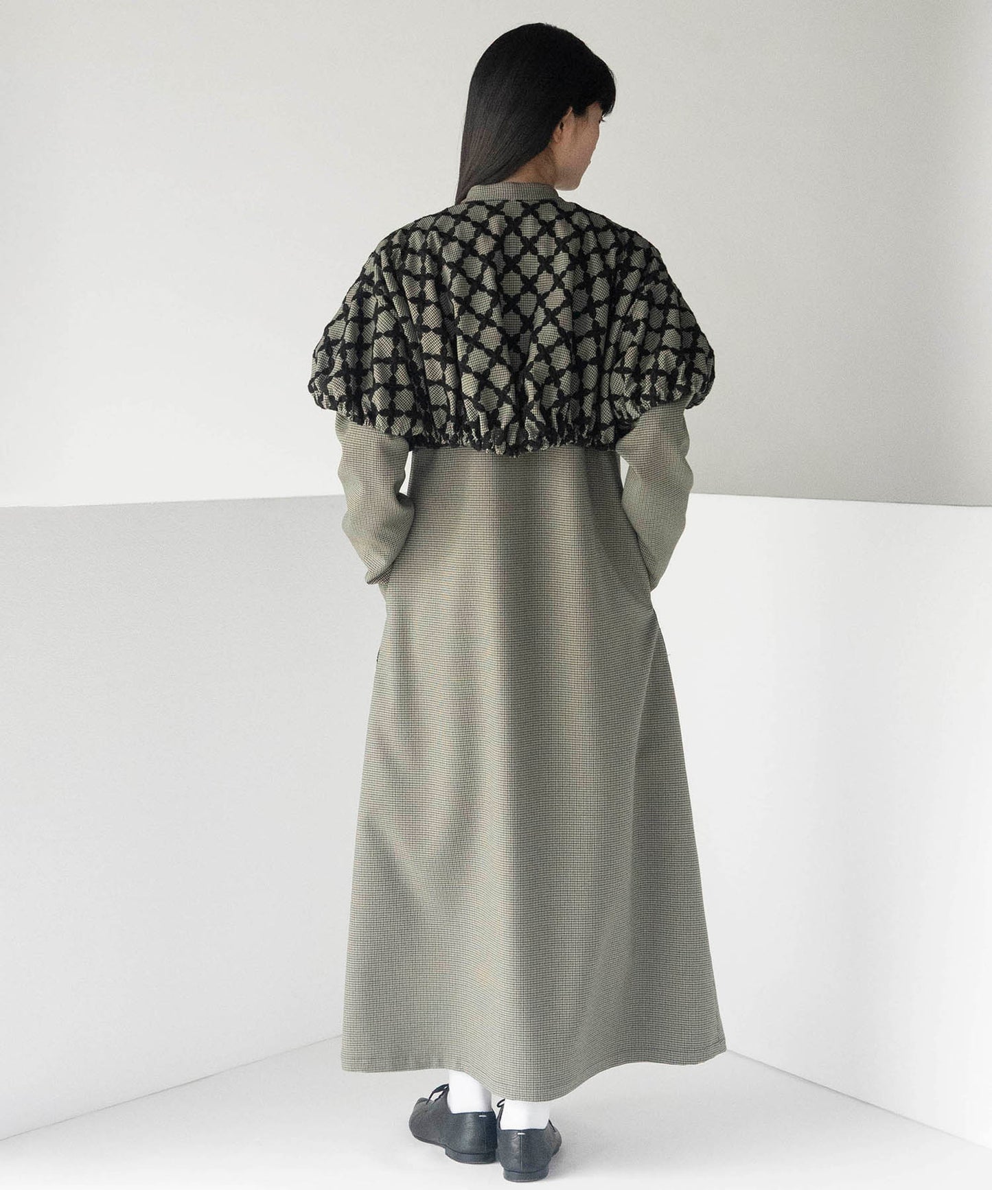 MIX CHECK DRESS COAT