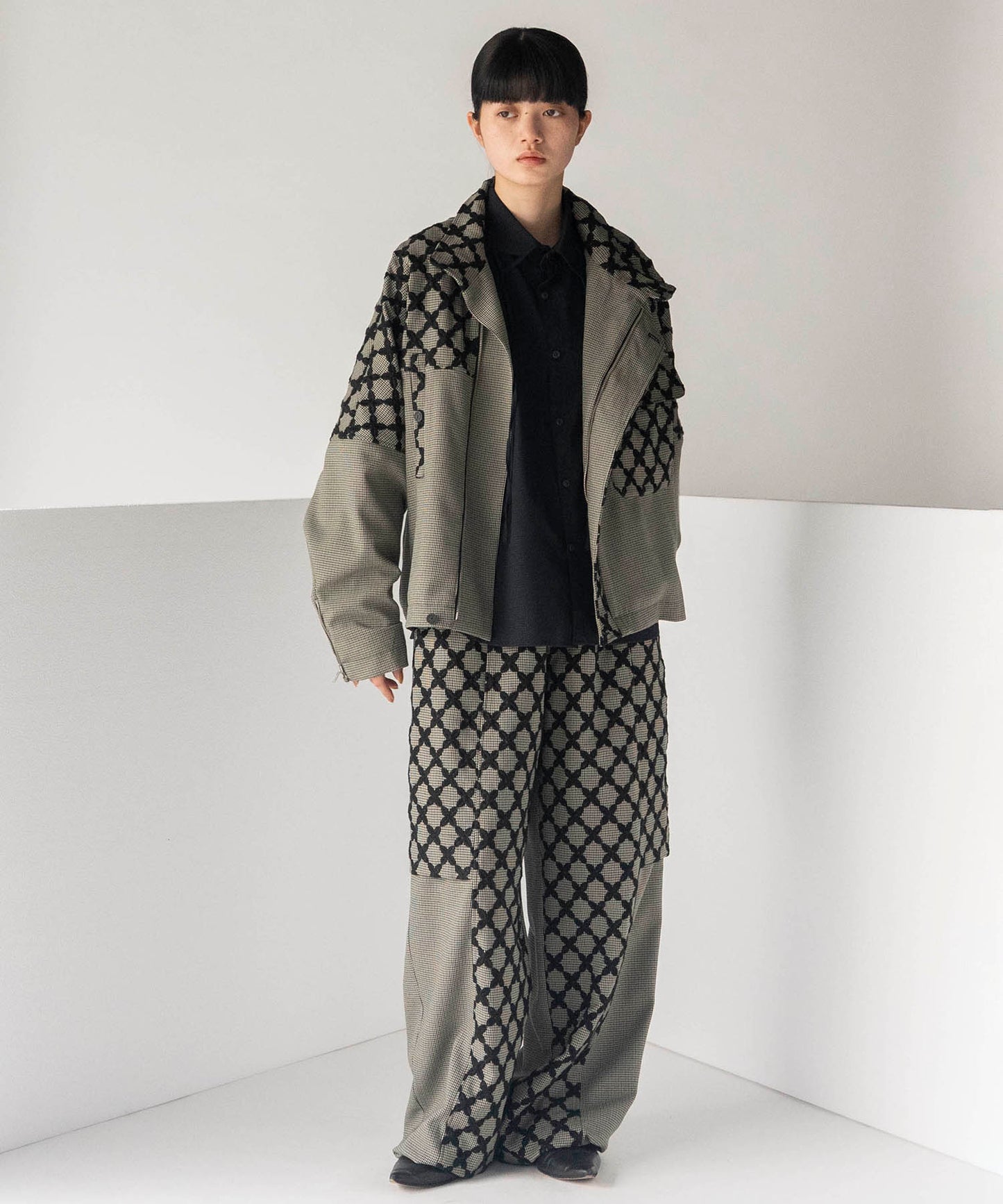 MIX CHECK SHORT COAT