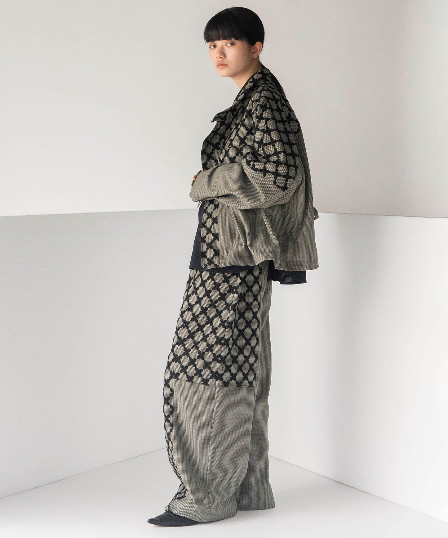 MIX CHECK SHORT COAT