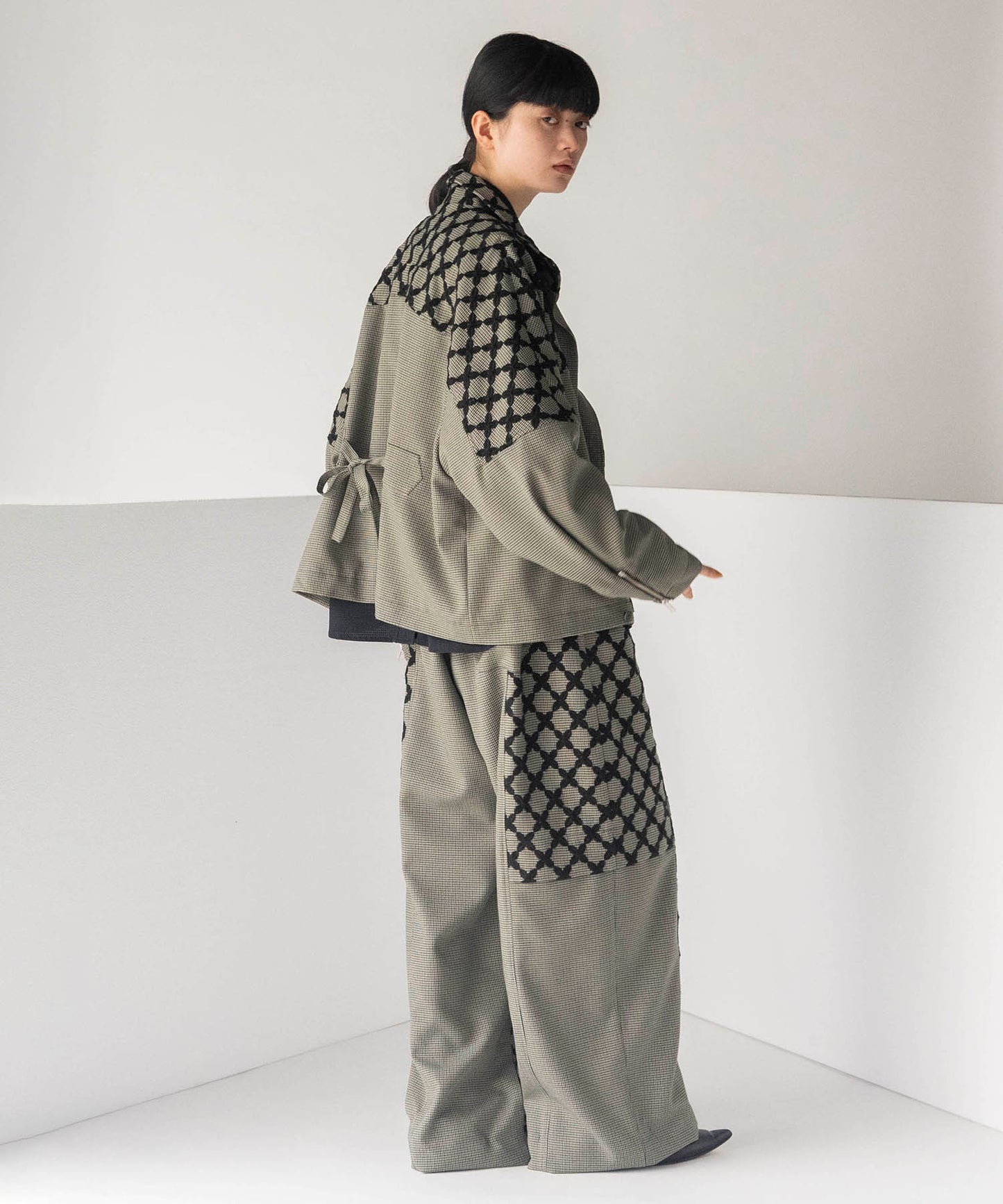 MIX CHECK SHORT COAT