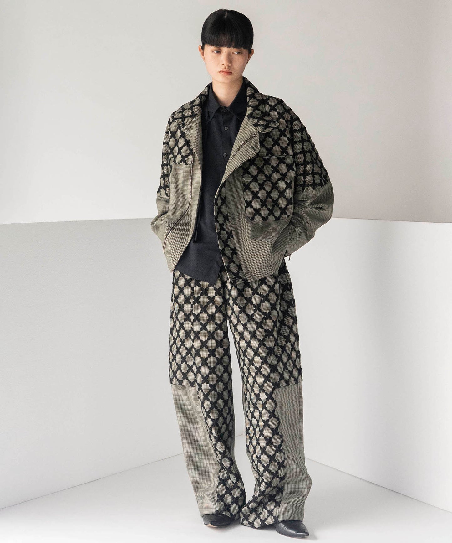 MIX CHECK SHORT COAT