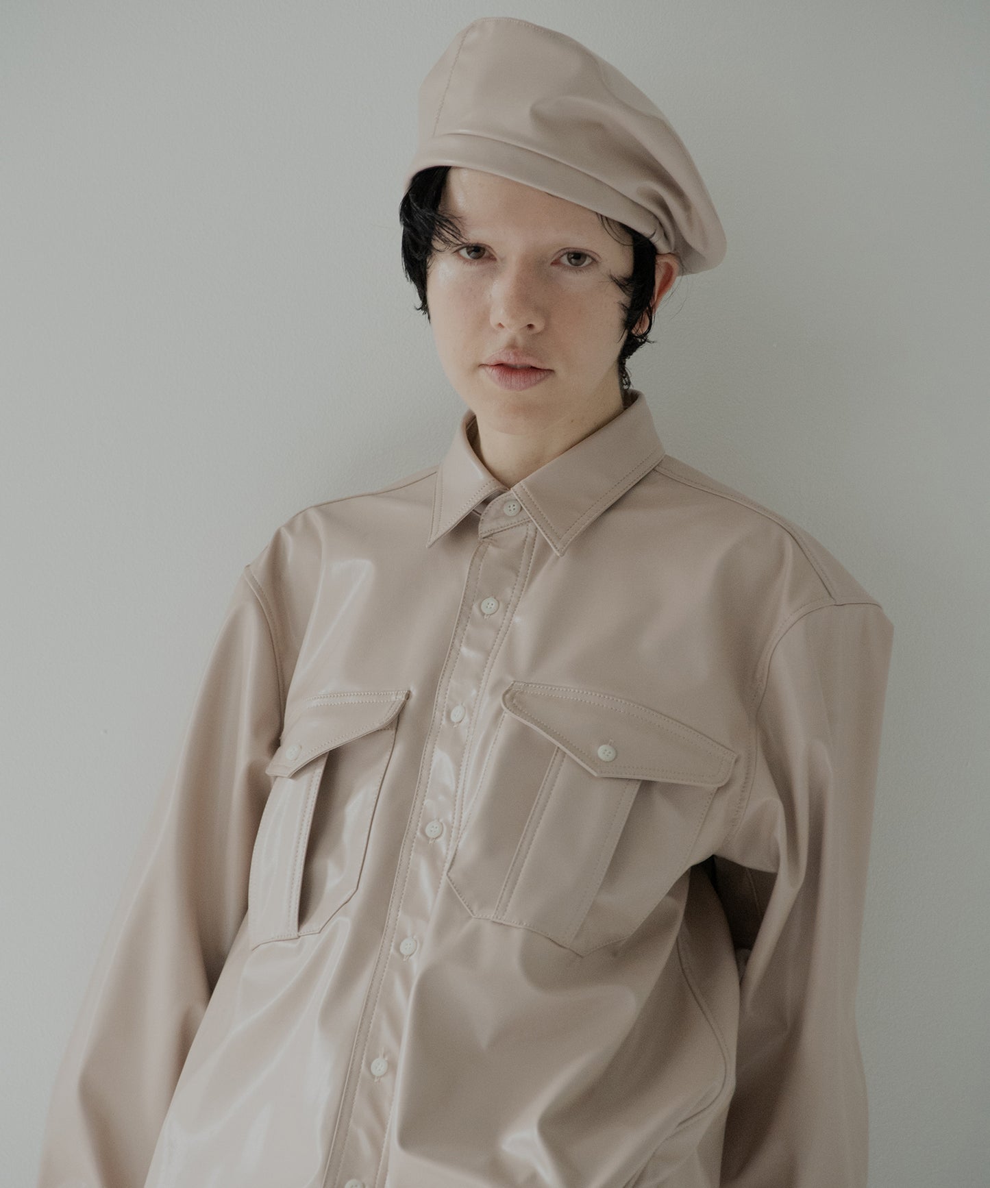 vegan leather beret