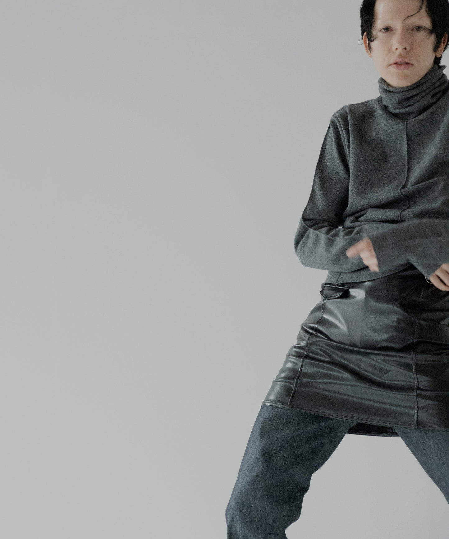 vegan leather short skirt