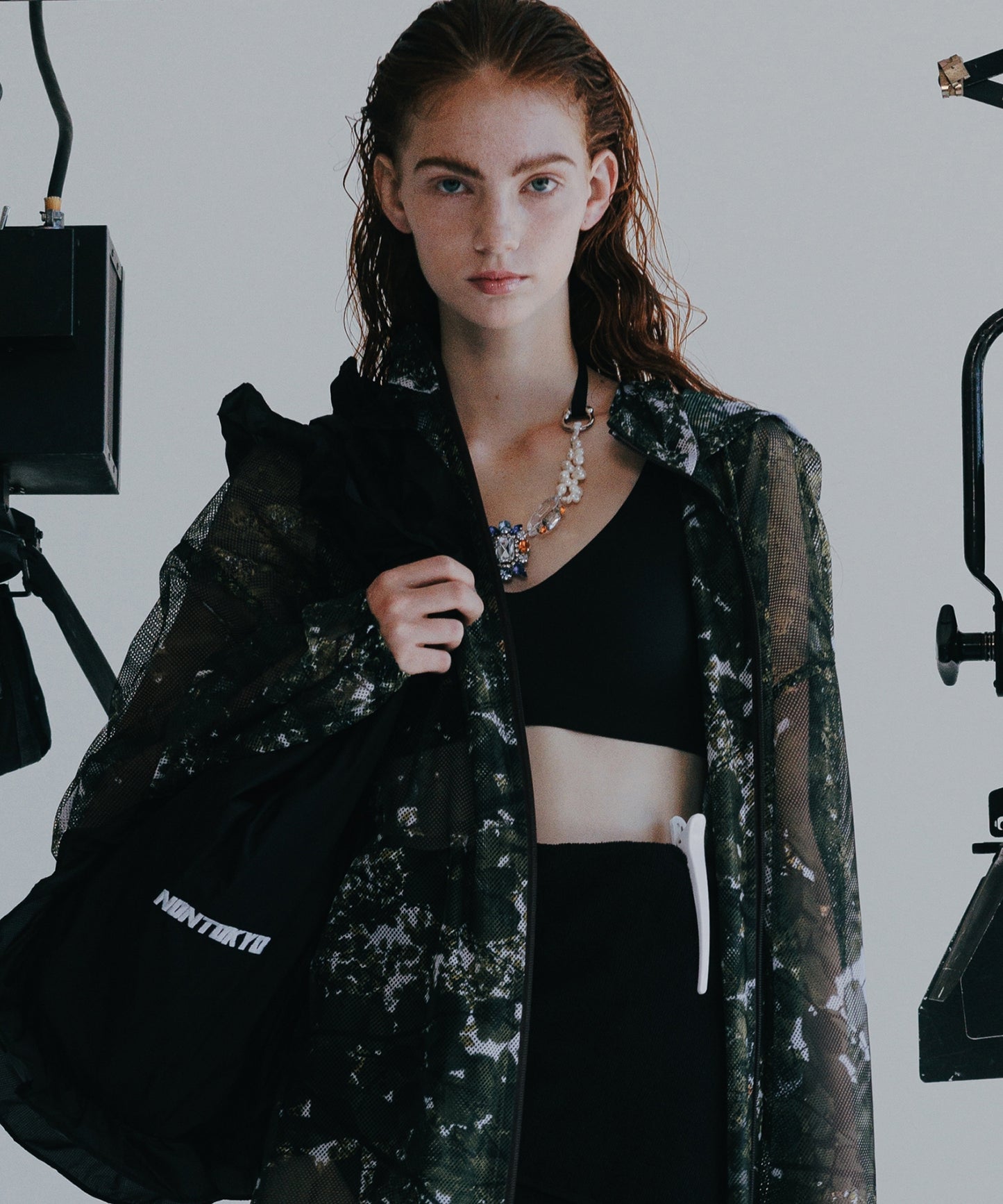 PRINT MESH ZIPUP PARKA