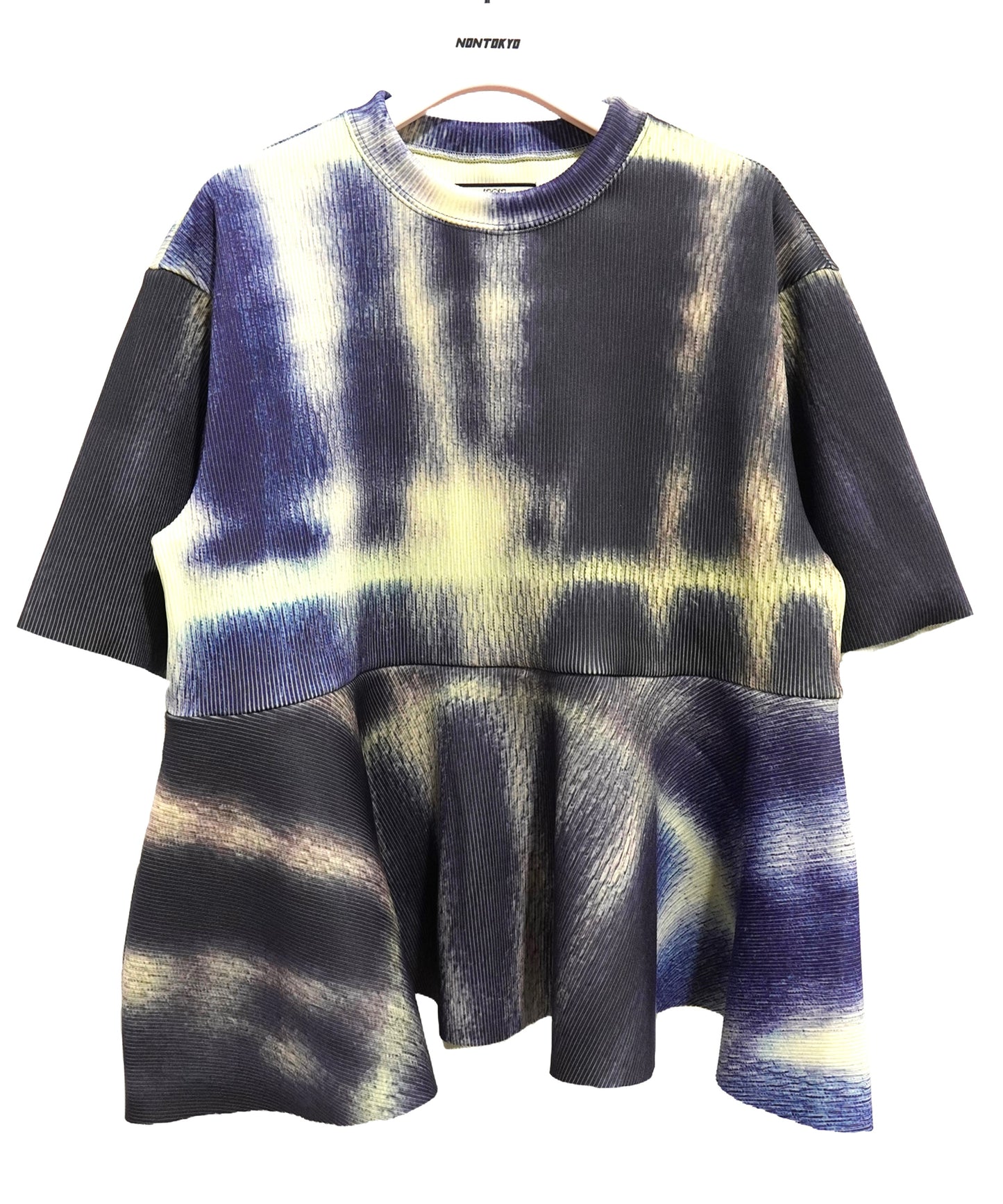 PRINT RIB FLARE HALF SLEEVE C/S