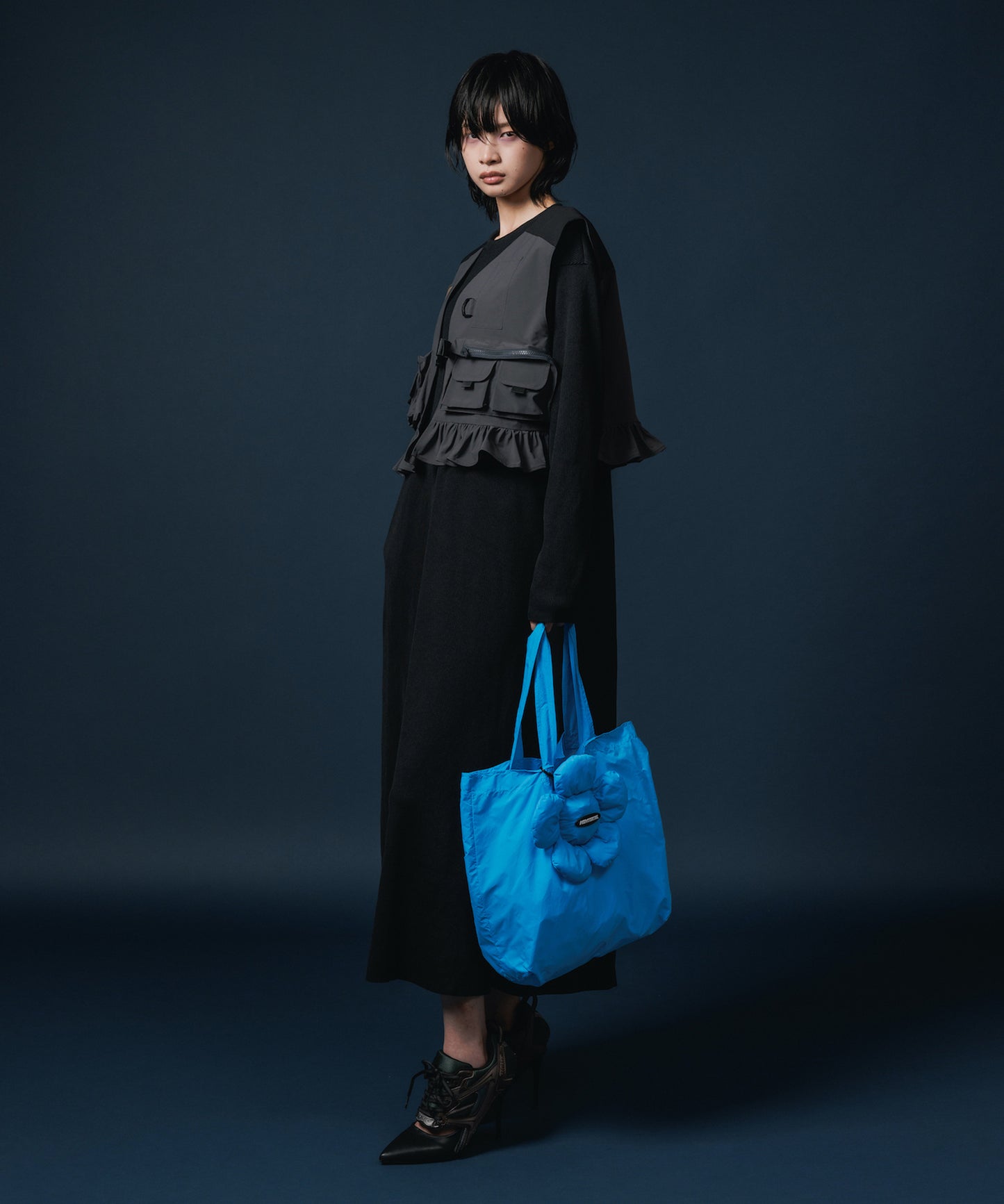 PRINT RIB L/S ONE-PIECE