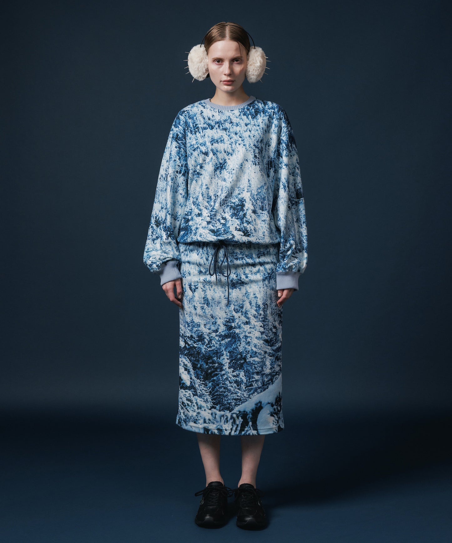 PRINT FLEECE TIGHT SKIRT