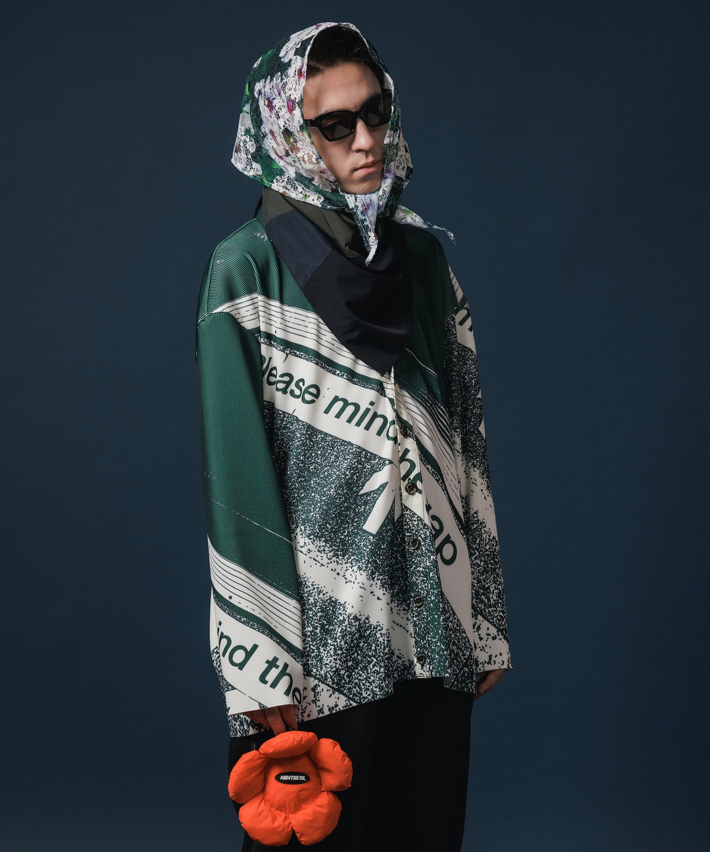 PRINT RIB BIG CARDIGAN
