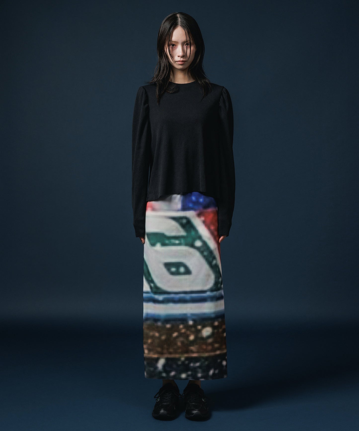 PRINT RIB SKIRT