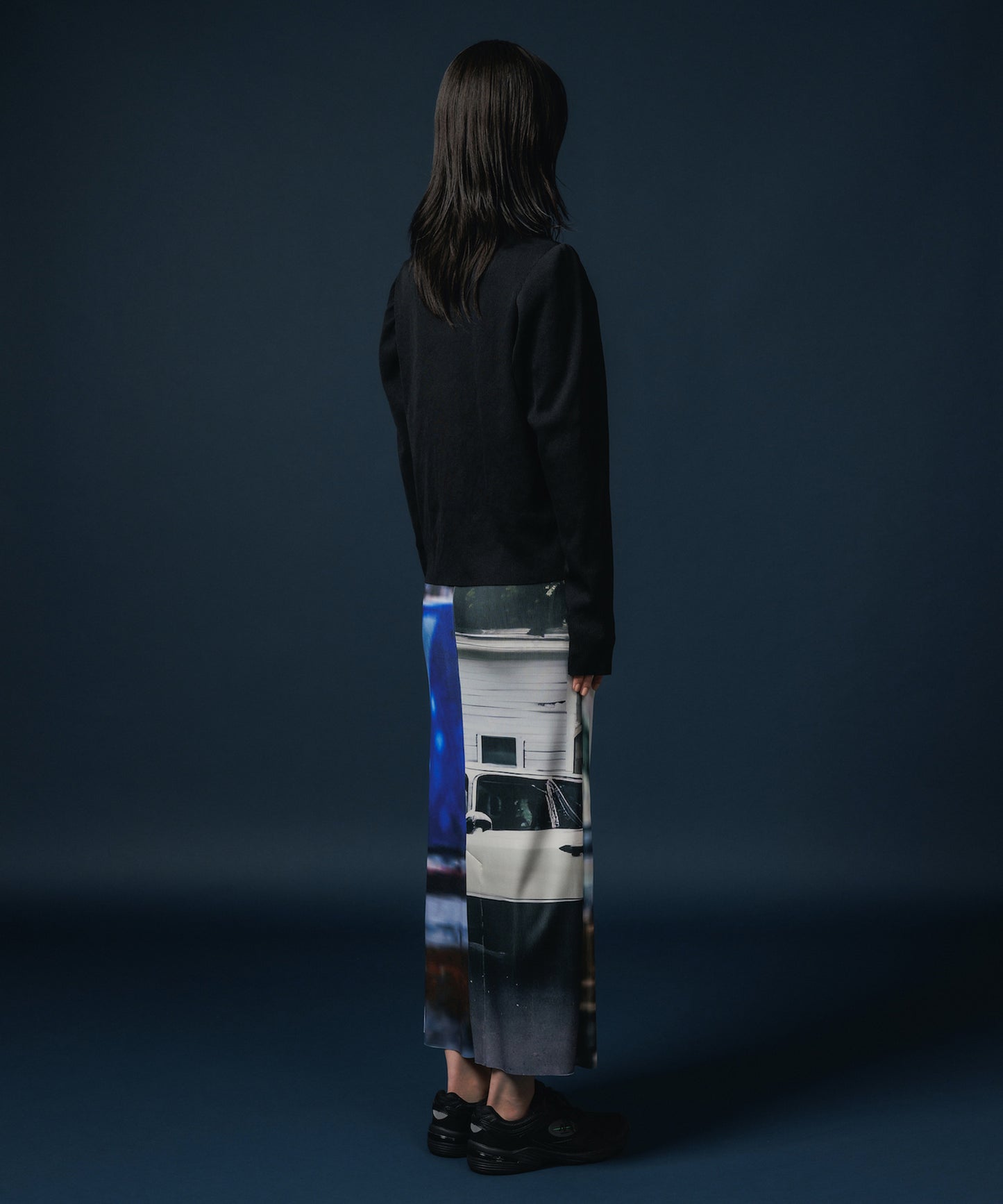 PRINT RIB SKIRT
