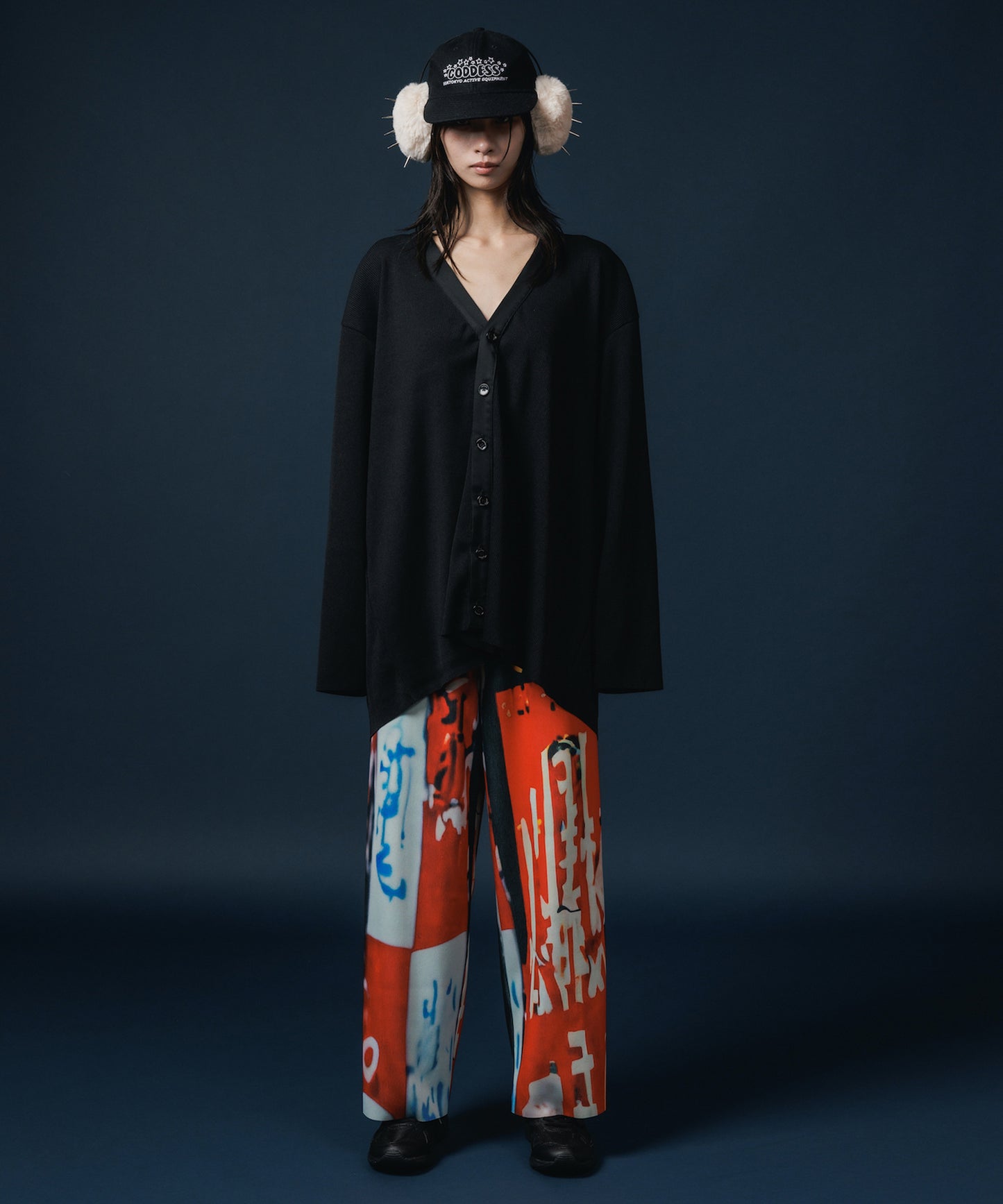 PRINT RIB BIG CARDIGAN