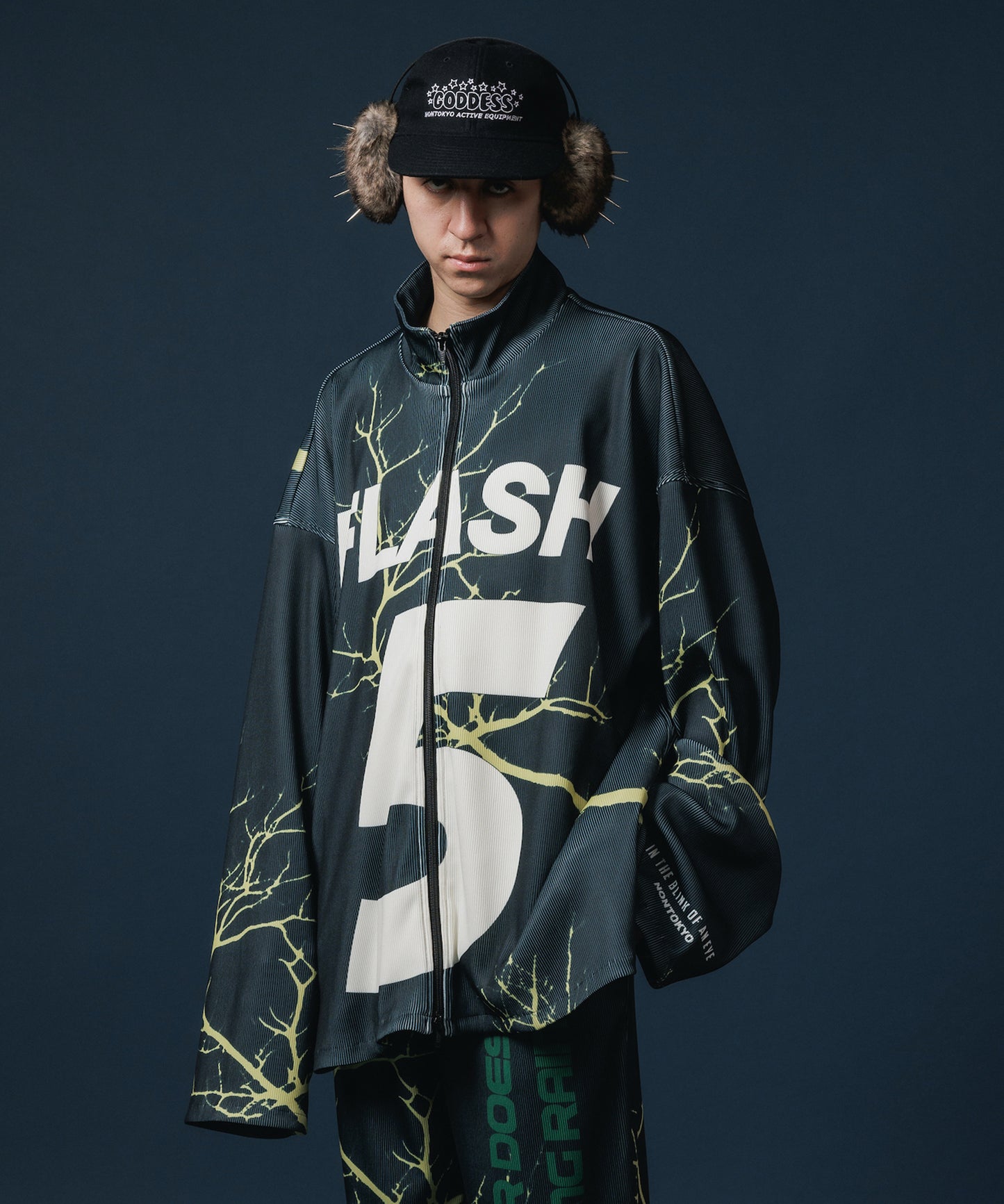 PRINT RIB ZIP-UP BLOUSON
