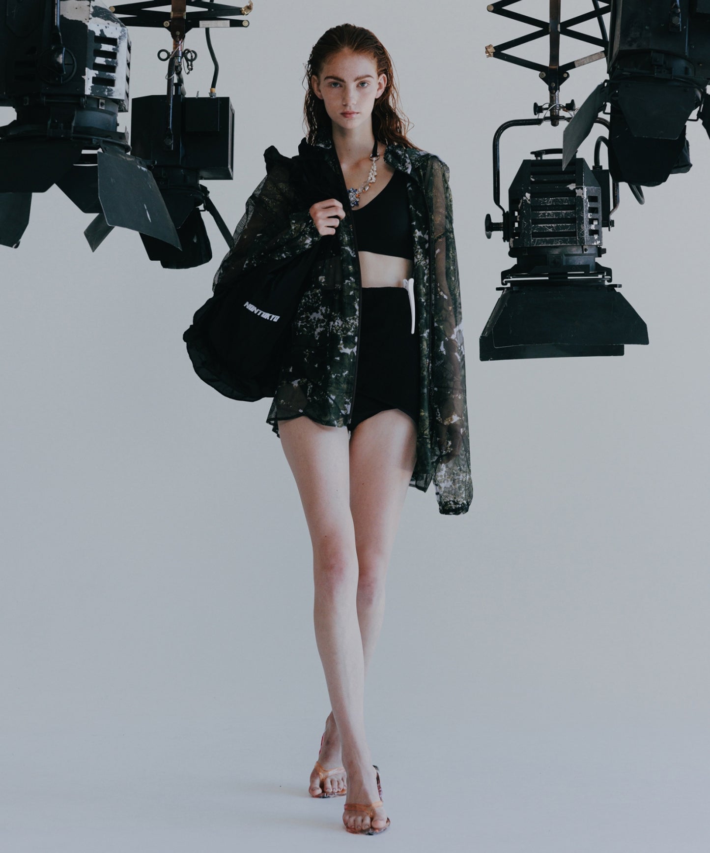 PRINT MESH ZIPUP PARKA