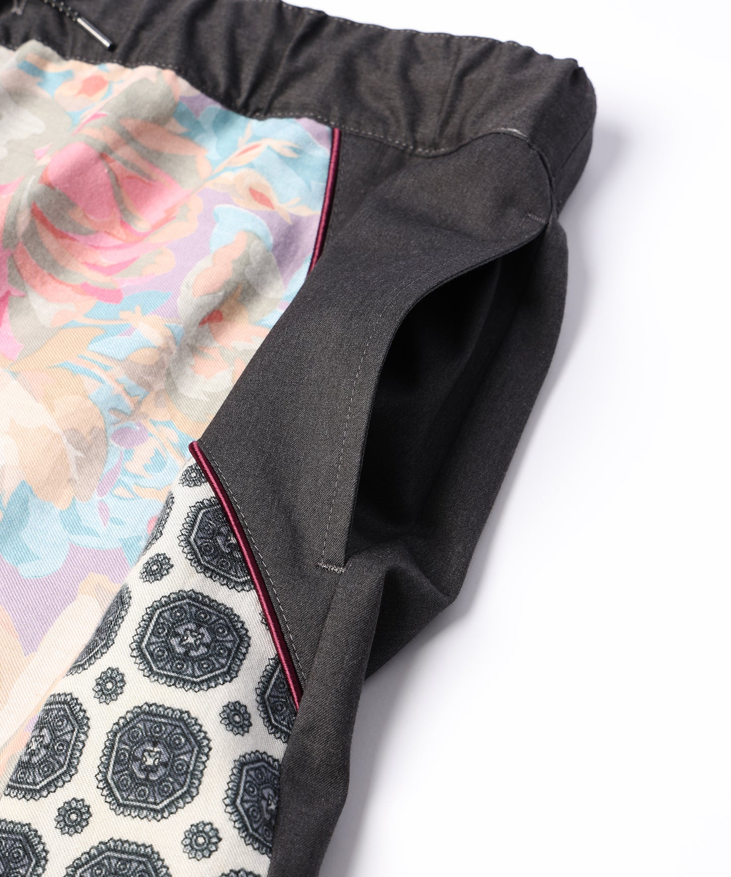 ANLIO × YEAH RIGHT!! Patchwork Wide Easy Pants(Charcoal)