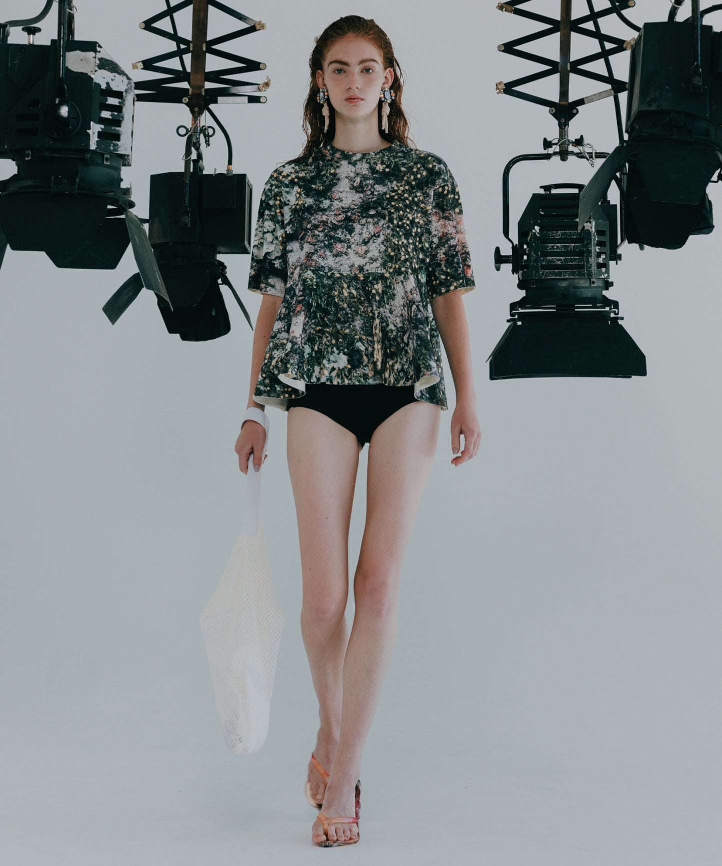 PRINT RIB FLARE HALF SLEEVE C/S