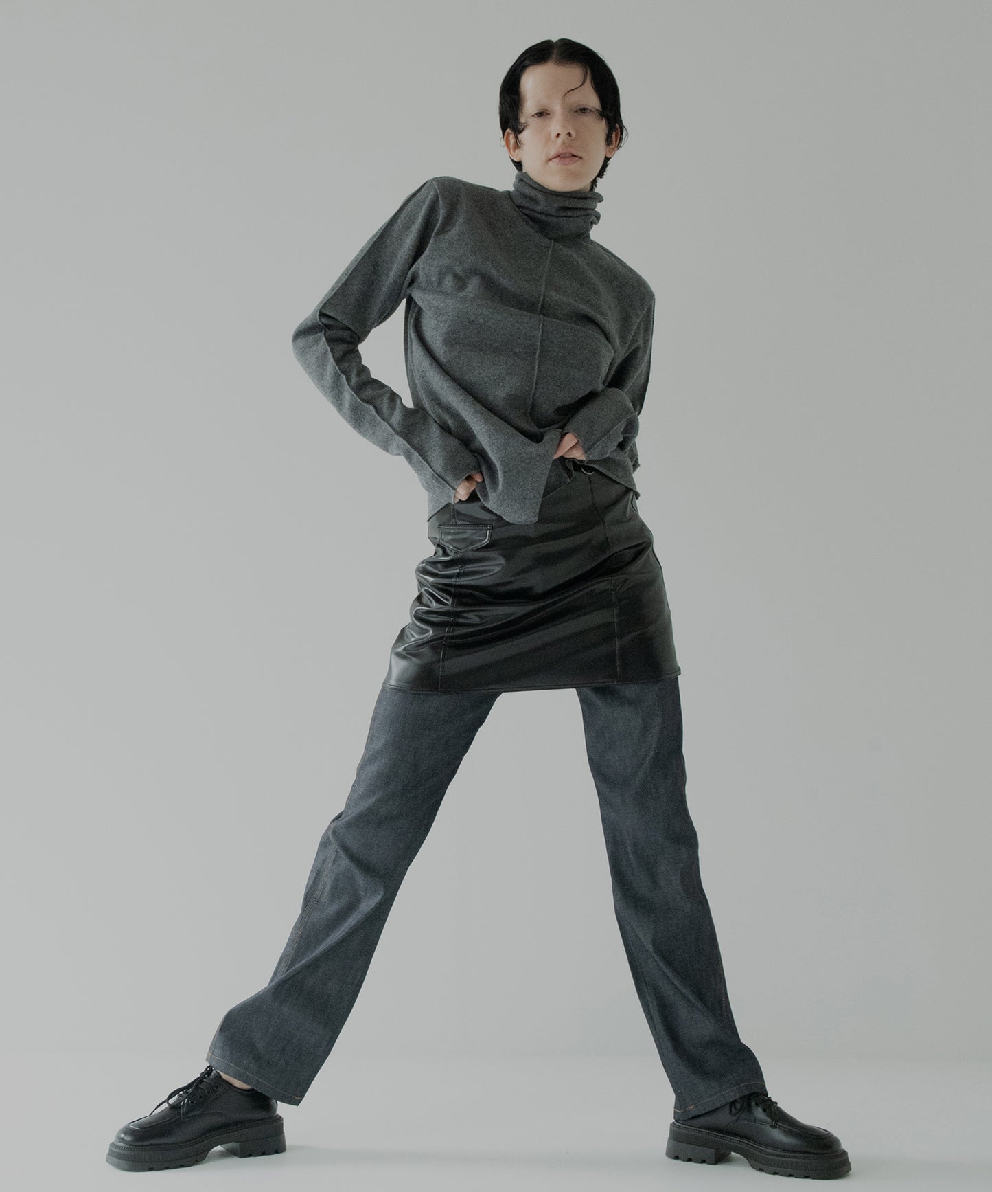 vegan leather short skirt