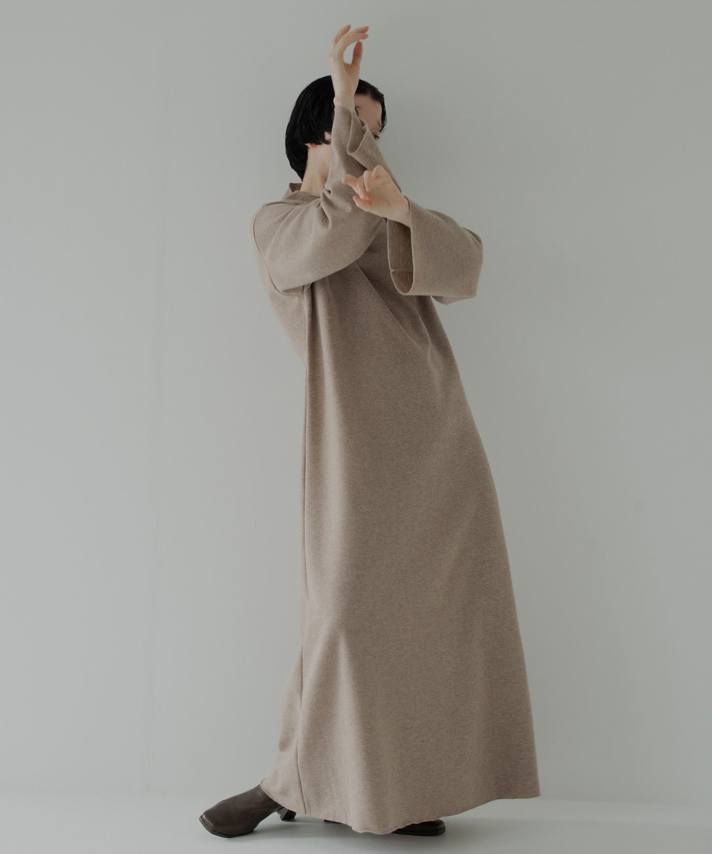 soft wool bottle neck dress