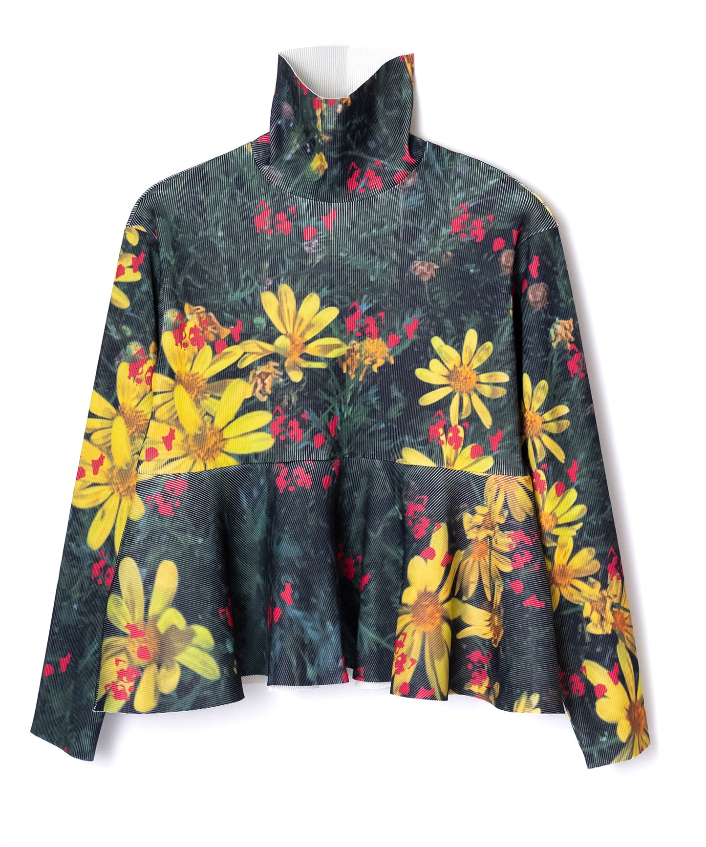 PRINT RIB HI-NECK TOP