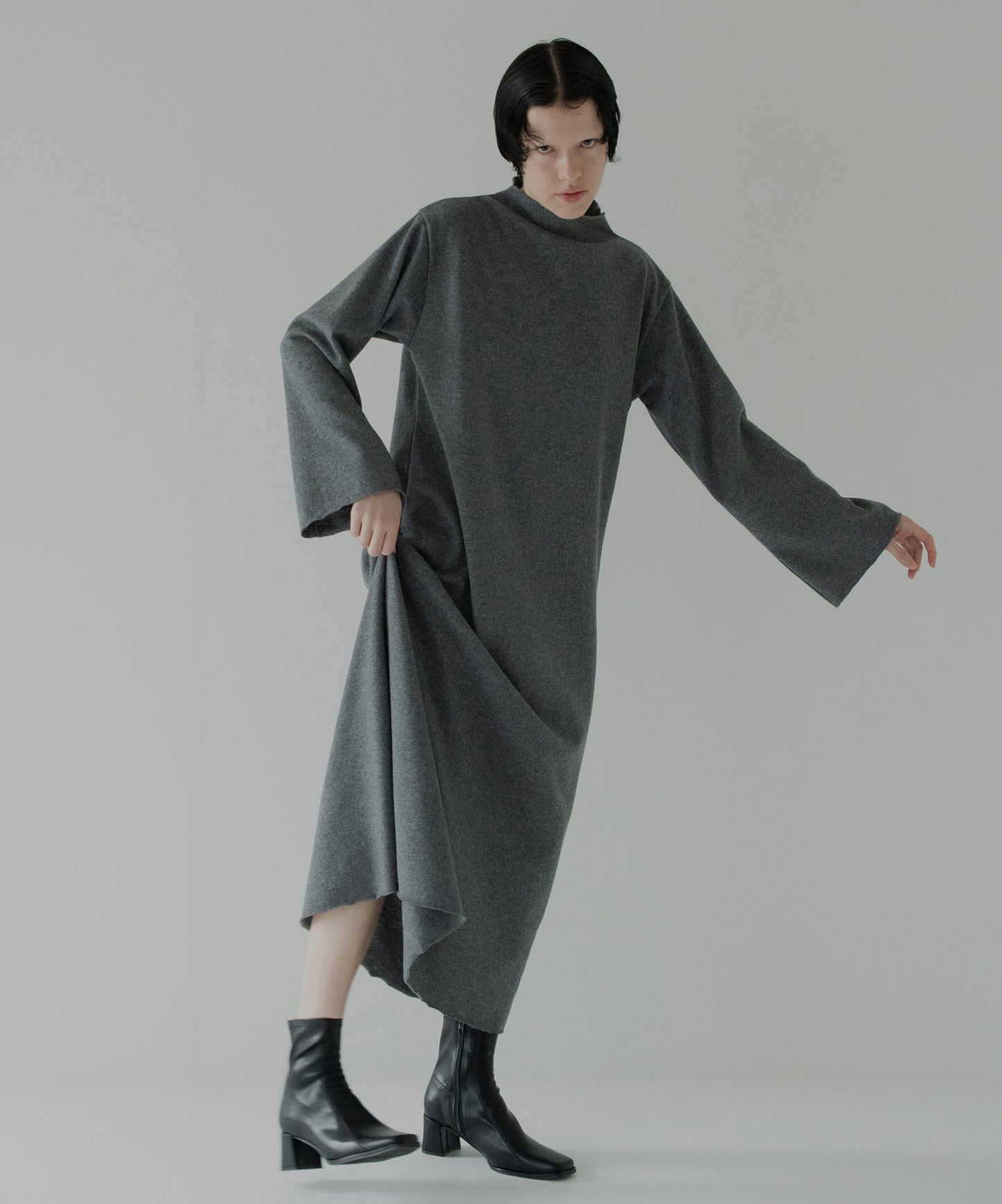 soft wool bottle neck dress