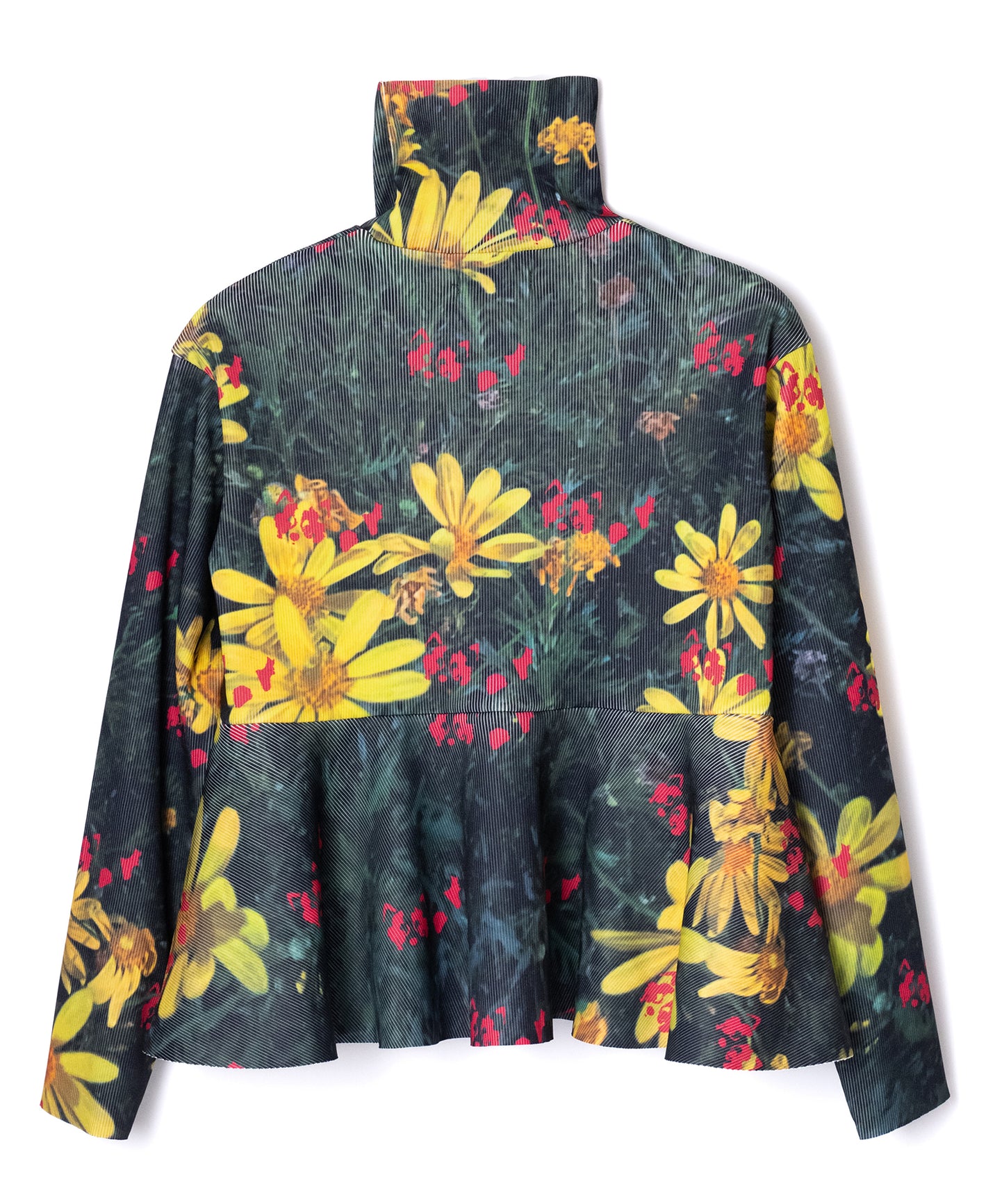 PRINT RIB HI-NECK TOP