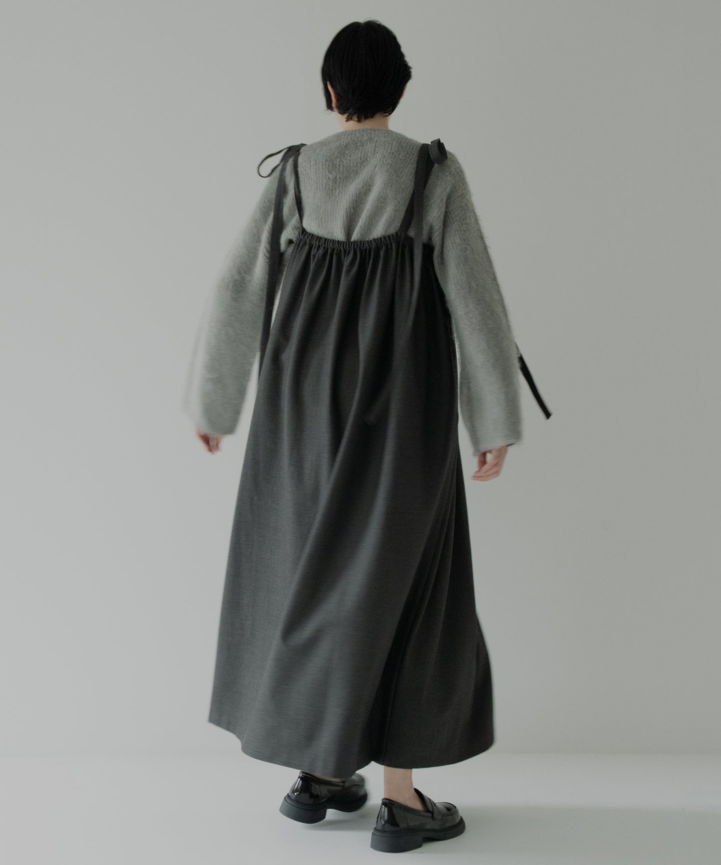 gabardine shoulder tuck dress