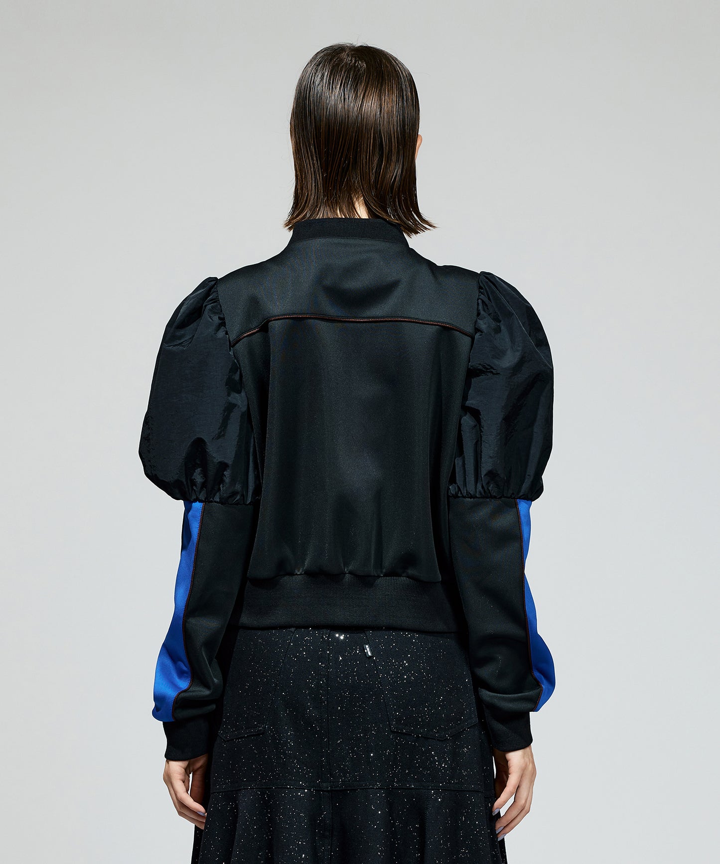 PUFF SLEEVE ZIP-UP JERSEY